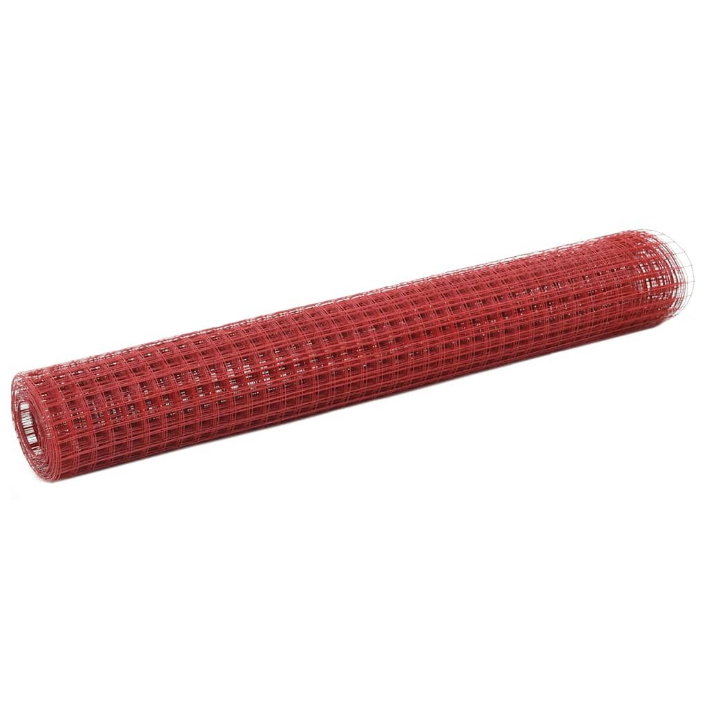 vidaXL Gartenzaun Drahtzaun Stahl mit PVC-Beschichtung 10x1 m Rot, (1-St)