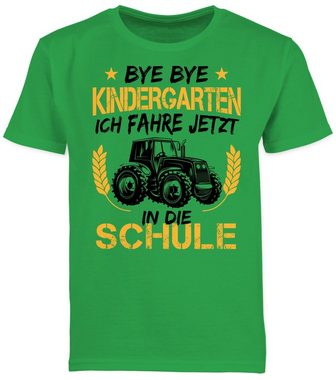Shirtracer T-Shirt Bye Bye Kindergarten ich fahre jetzt in die Schule Traktor Schwarz Ora Einschulung Junge Schulanfang Geschenke