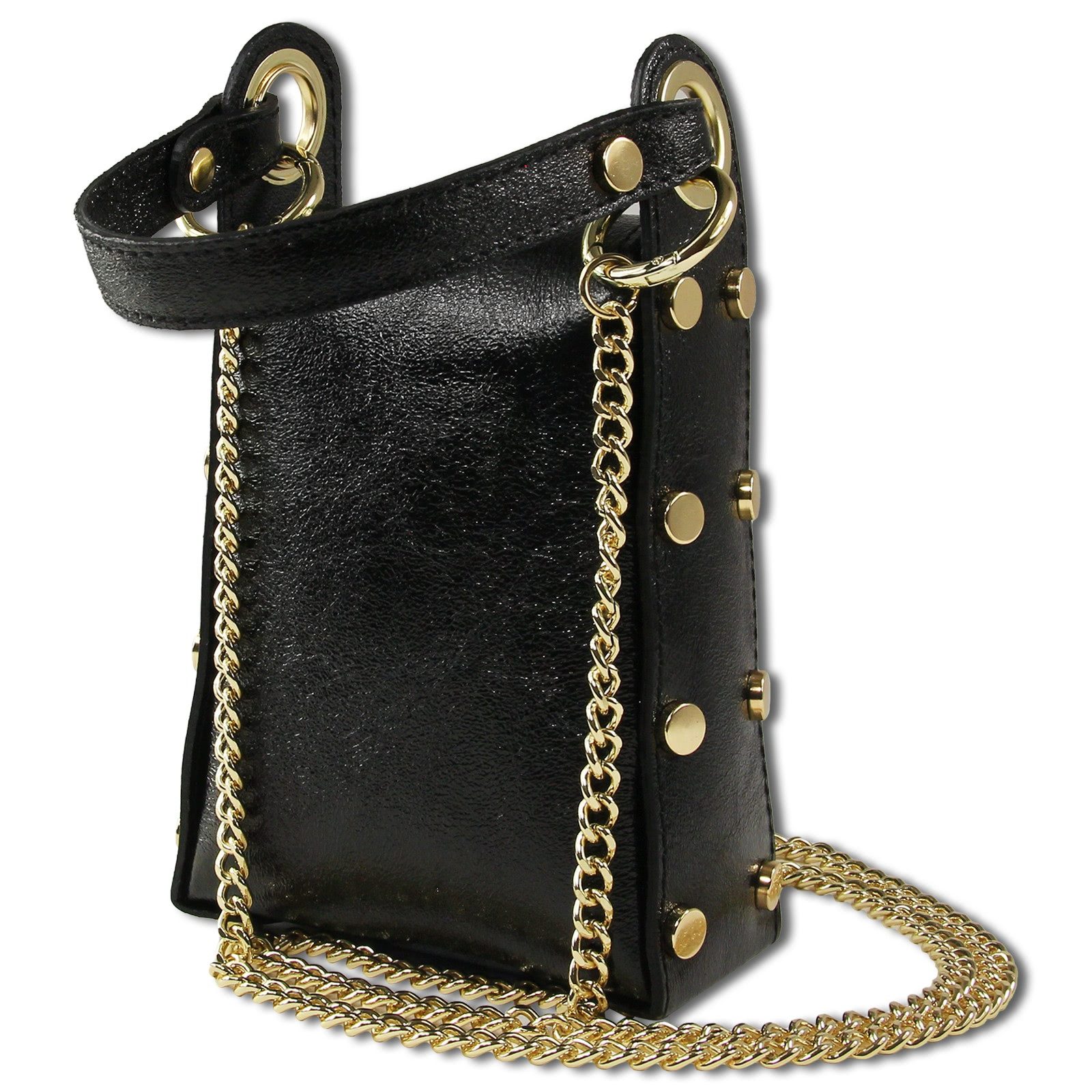 Toscanto Umhängetasche Toscanto Tasche schwarz Leder (Umhängetasche), Damen Leder Umhängetasche, schwarz ca. 13cm