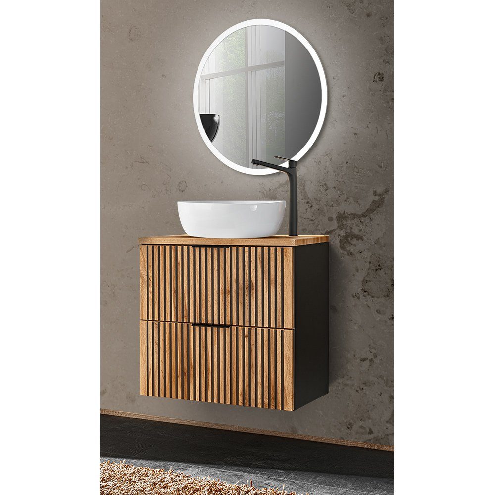 Lomadox Badmöbel-Set XANTEN-56, (Spar-Set, 2-St), anthrazit, Wotan Eiche Nb günstig online kaufen