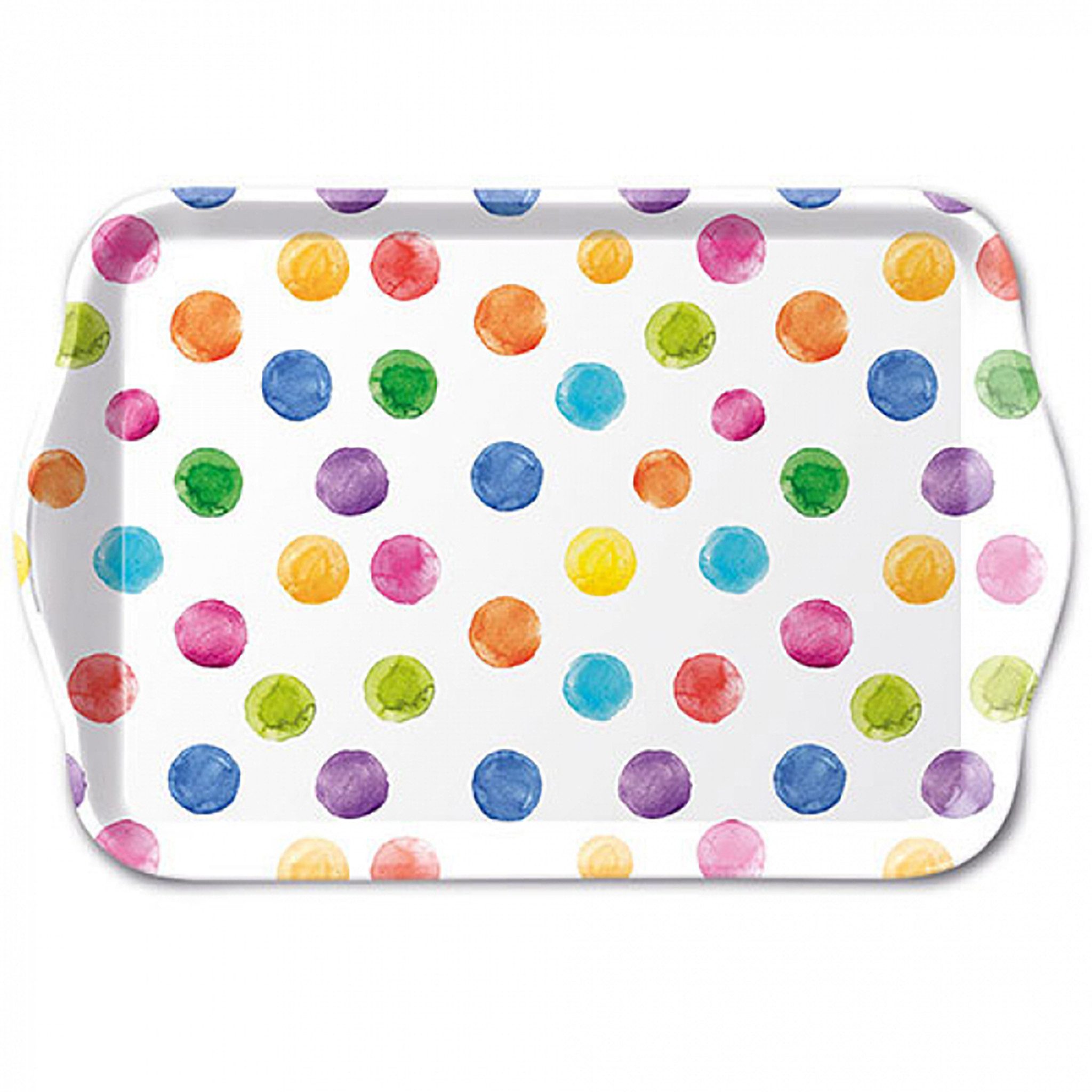 Ambiente Luxury Paper Products Dekotablett, Tablett Melamin 21x13cm mit Punkte Motiv Weiß / Bunt