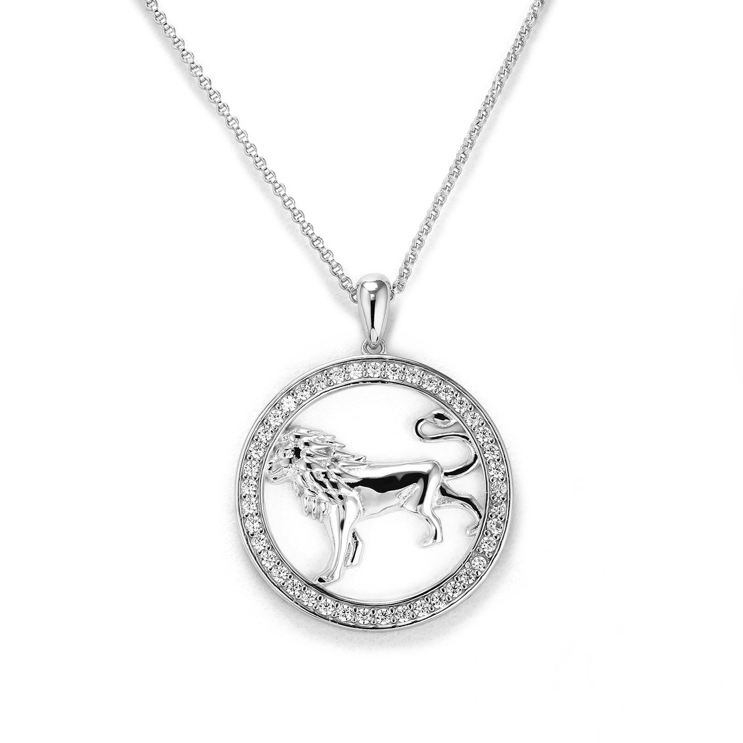 PAVELS Kette mit Anhänger Eclipse Löwe, Damen Halskette für das Sternzeichen Löwe