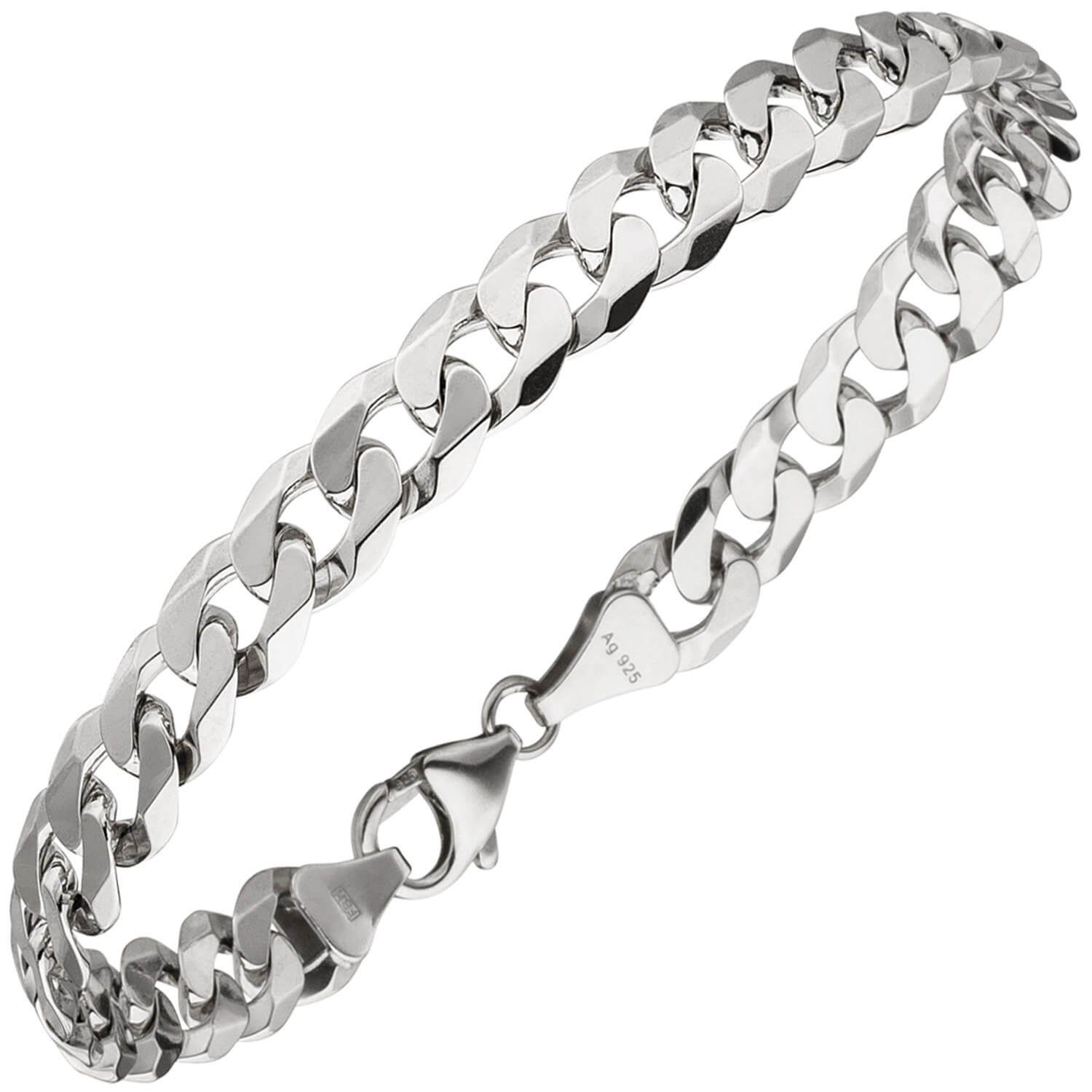 Schmuck Krone Panzerarmband 7,7mm Panzerarmband aus 925 Silber, 21cm, Silber 925