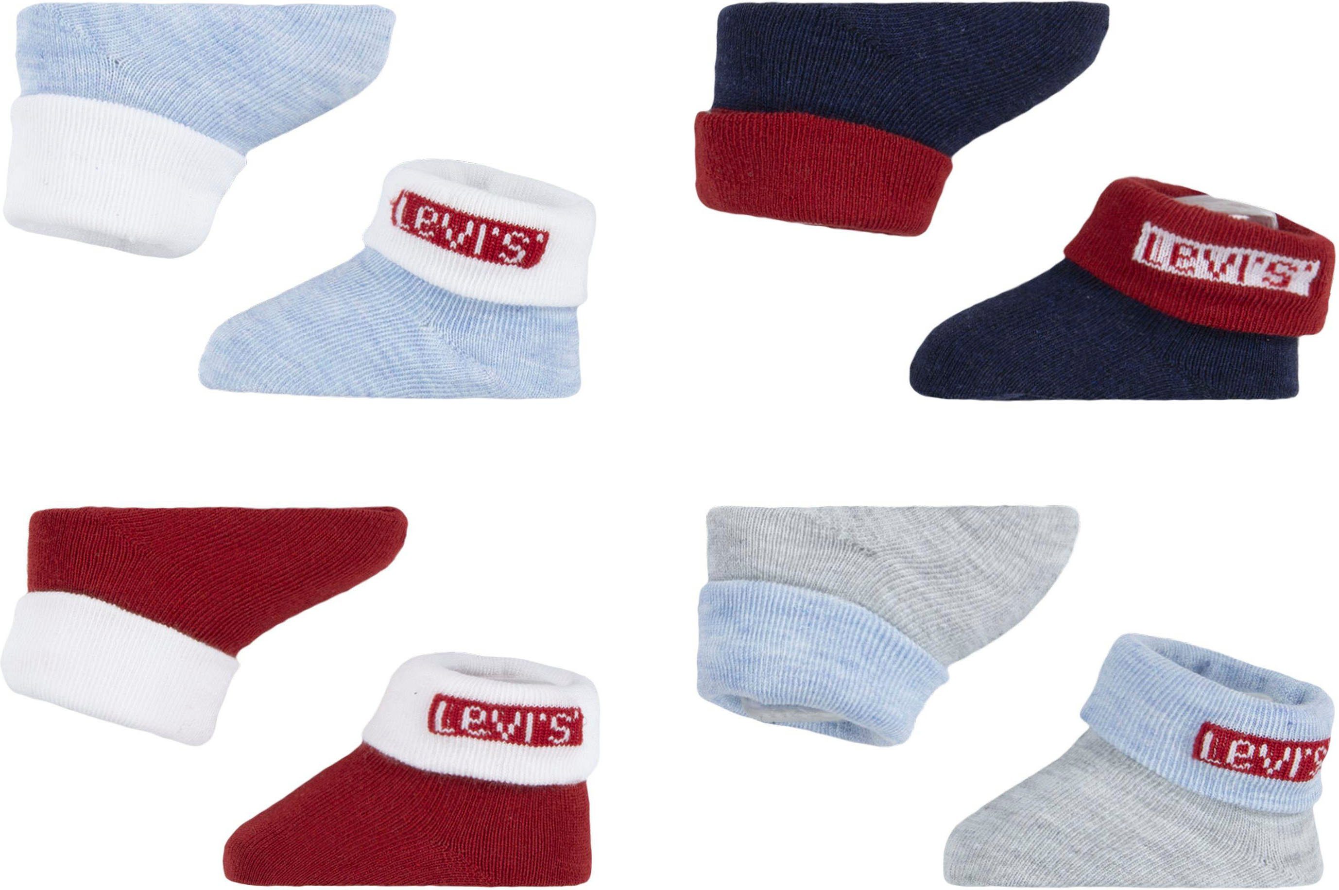 [Sonderpreis für begrenzte Menge] Levi's® Kids Socken 4PK Red (8-Paar) rot/blau/grau Tab Bootie UNISEX