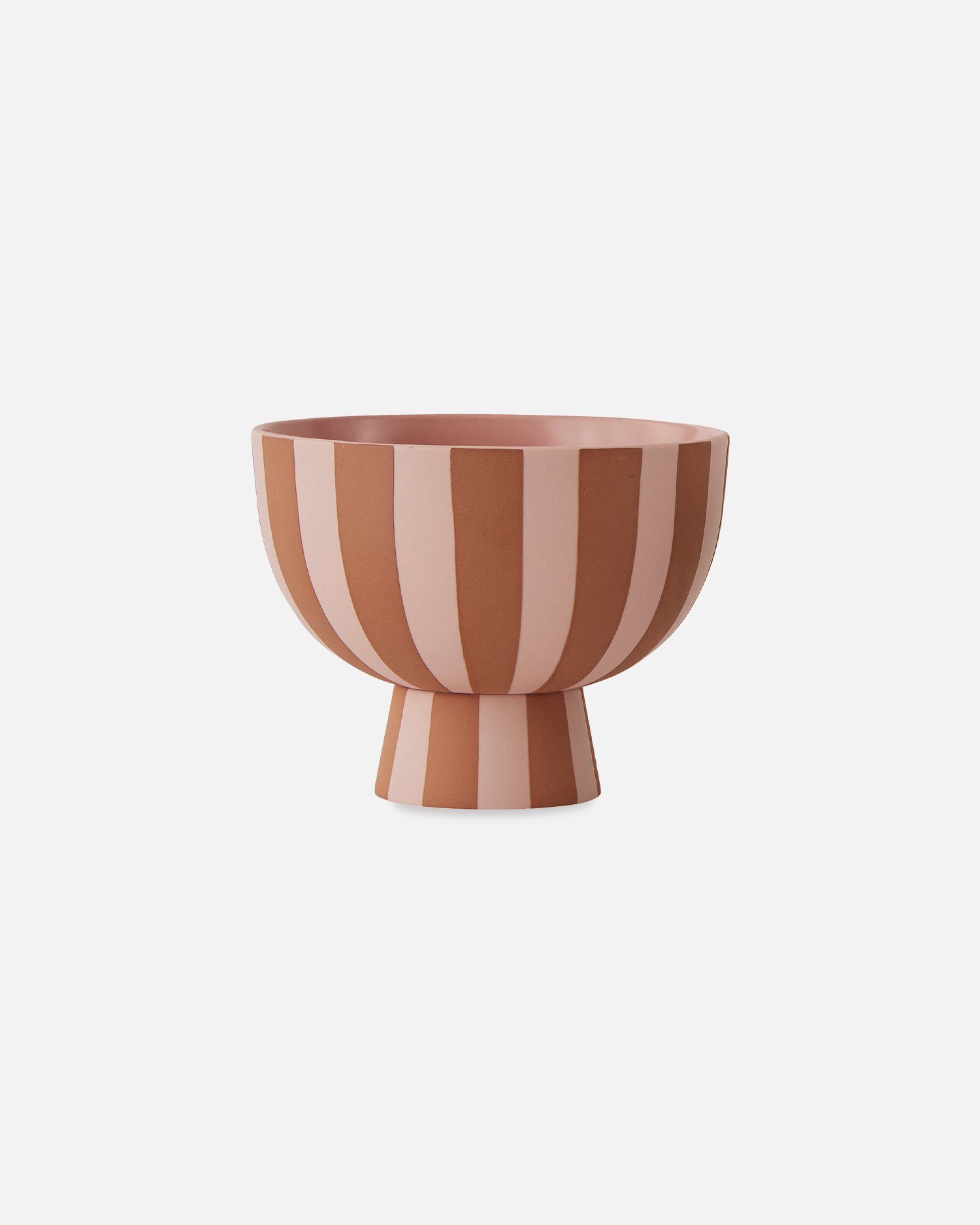 OYOY Dekoschüssel Toppu aus H10cm, Bowl Dekoschale Karamell/Rosa x Ø12 - Keramik Gestreift Mini
