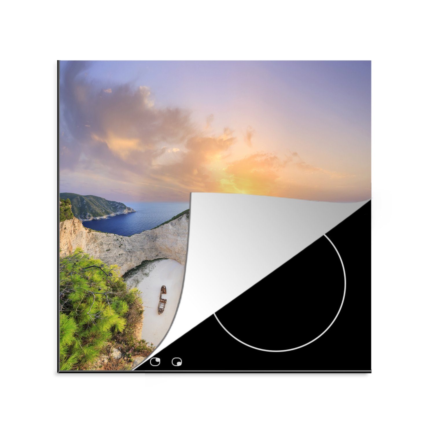 Herdblende-/Abdeckplatte Navagio für Der Strand (1 Ceranfeldabdeckung, von küche cm, tlg), Vinyl, MuchoWow Zakynthos, auf Arbeitsplatte 78x78