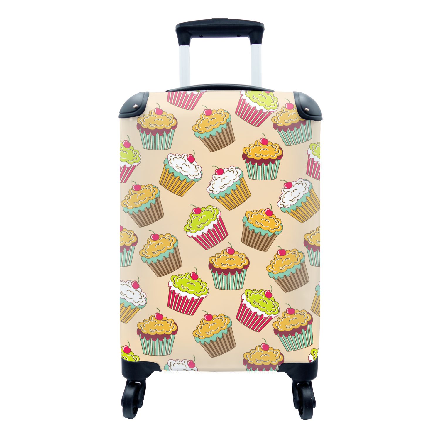 MuchoWow Handgepäckkoffer Muster - Lebensmittel - Cupcake, 4 Rollen, Reisetasche mit rollen, Handgepäck für Ferien, Trolley, Reisekoffer
