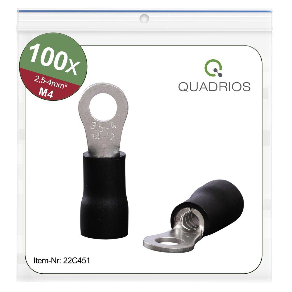 Kabelzubehör Quadrios 22C451 Ringkabelschuh Querschnitt (max)=4.0 mm² Loch-Ø=4.3
