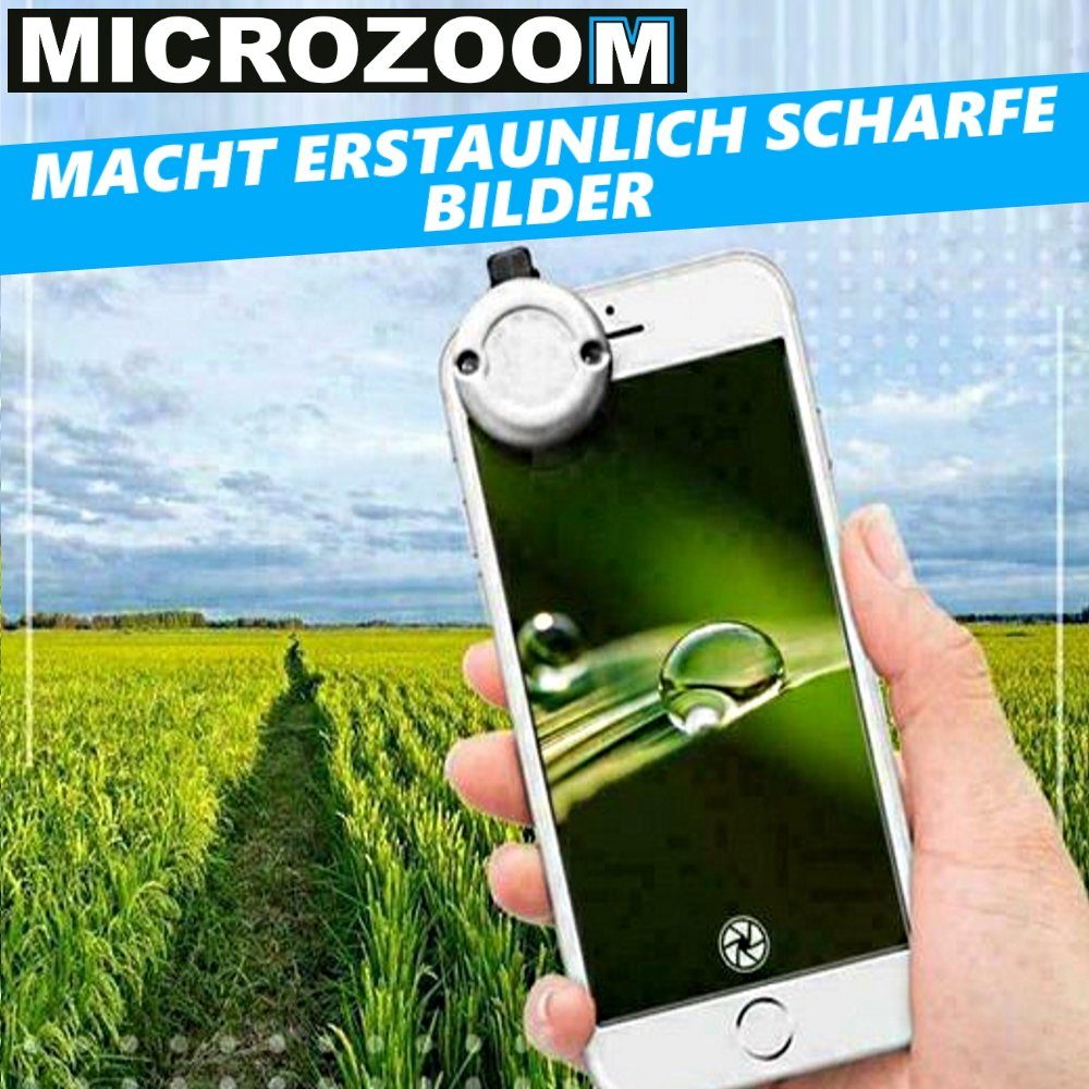 MAVURA MICROZOOM Handy Smartphone Mikroskop Makrolinse LED Taschenmikroskop  (30x Vergrößerung Iphone Android Universal Lupenaufsatz Lupe Aufsatz)