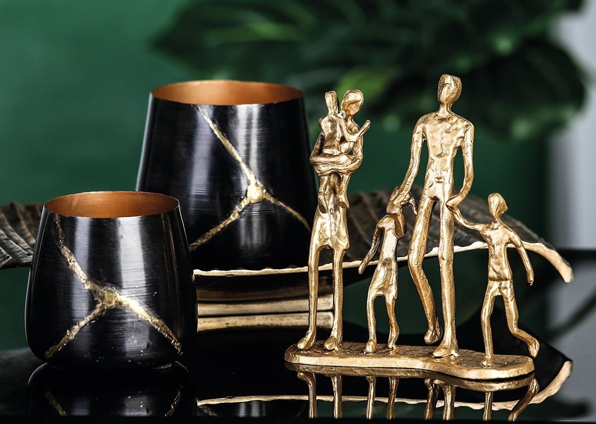 Skulptur Dekoobjekt goldfarbene Eisen GILDE 3 Handgefertigte Design mit "Familie" K aus