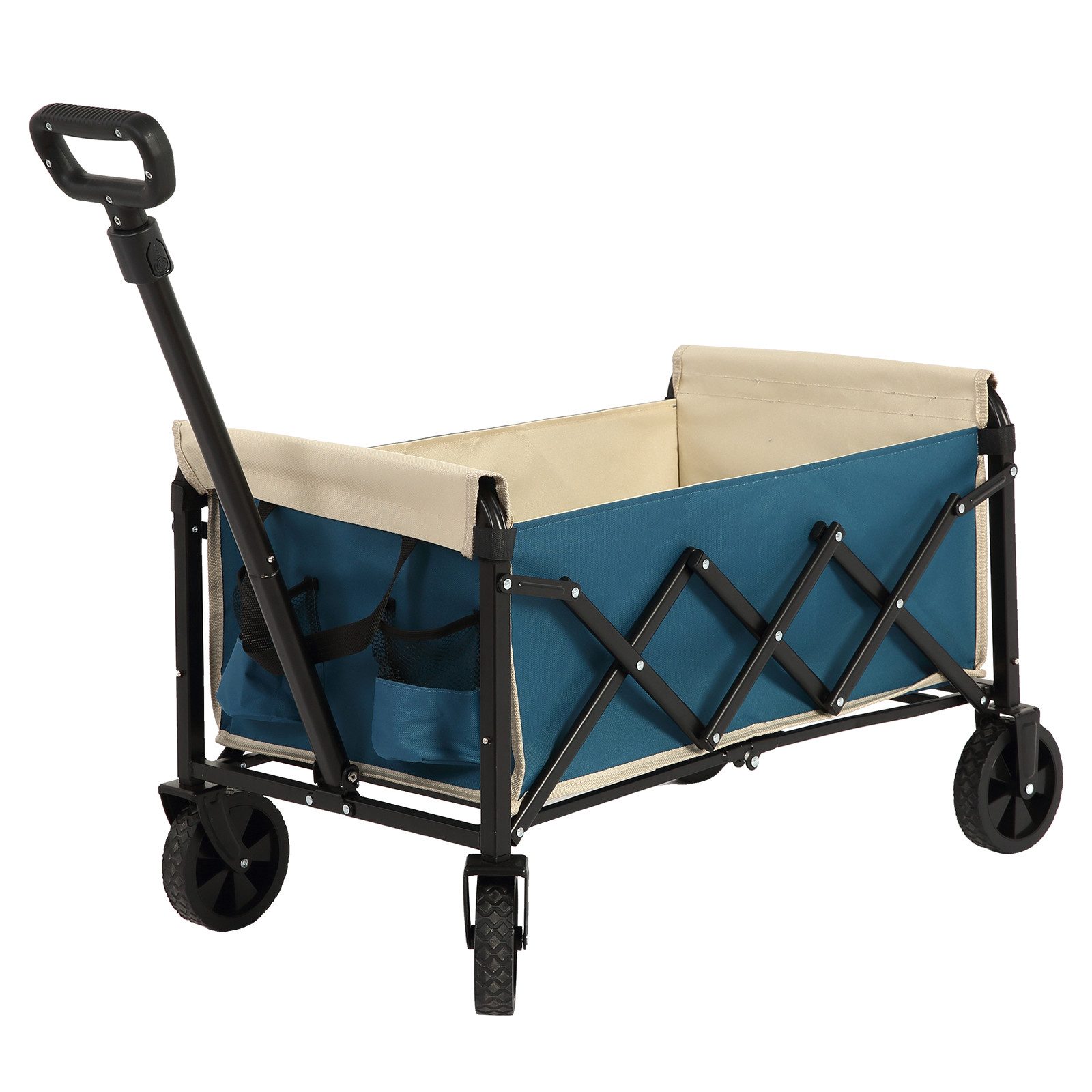 Outsunny Faltbarer Gartenwagen – 120 Kg Traglast, 110 L Volumen, Mit Teleskopgriff & Tragetasche, Für Strand, Camping, Festival