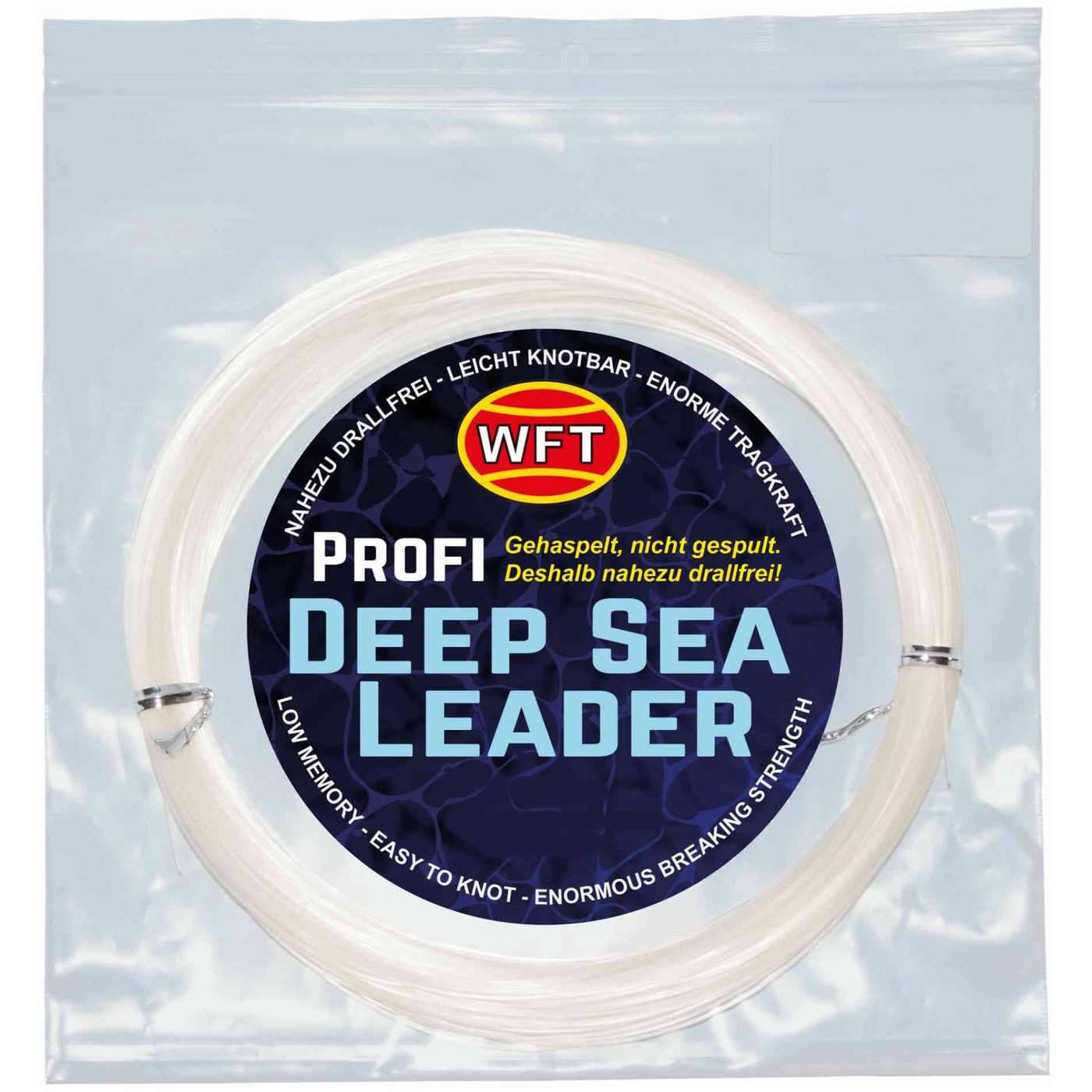 WFT Vorfachschnur WFT KG Mono Deep Sea Leader clear 205KG 2,00mm - 50m Meeresvorfach, (50-St)