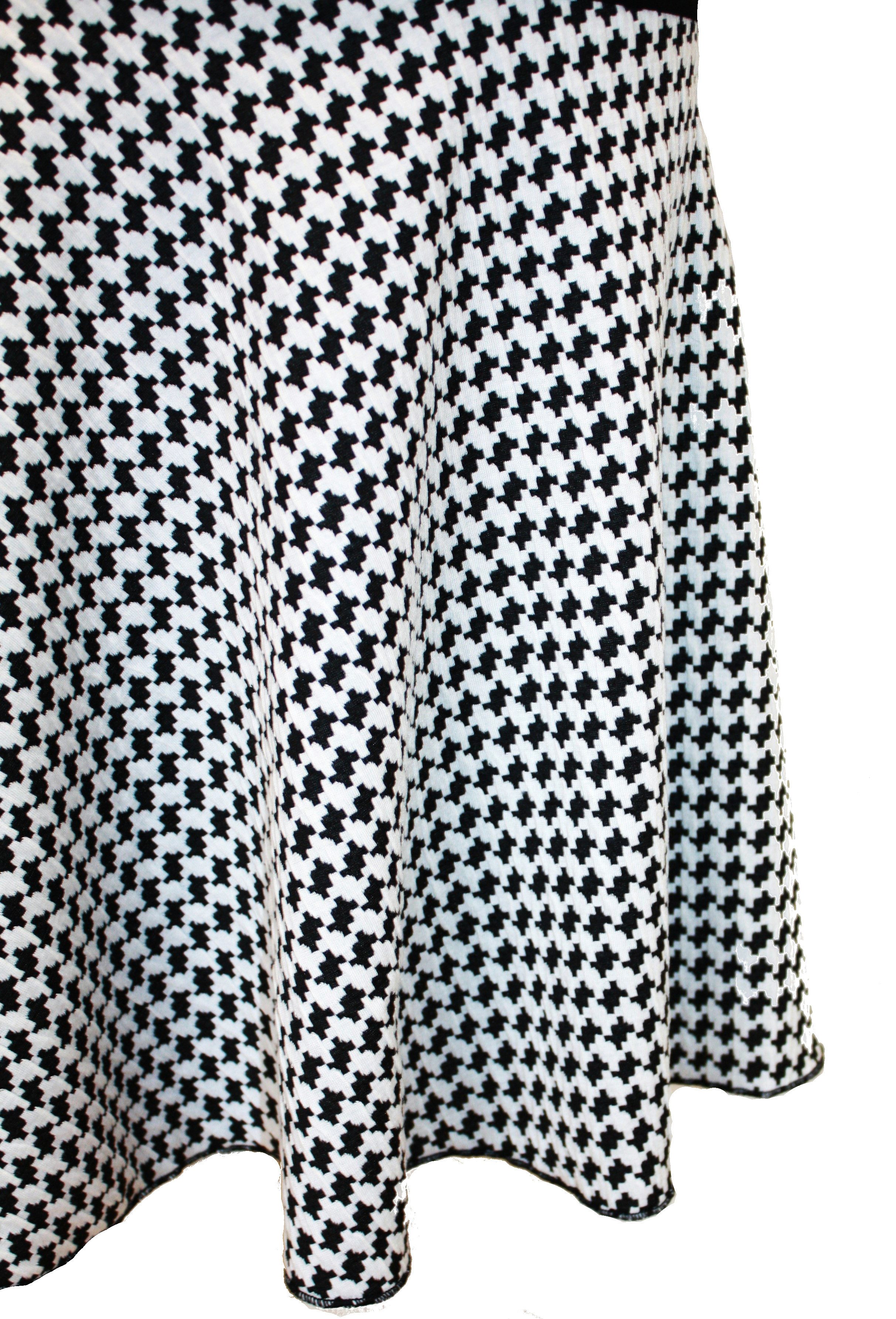 dunkle design A-Linien-Rock Schwarz Weiß 57cm Jacquard Strick Hahnentritt e günstig online kaufen