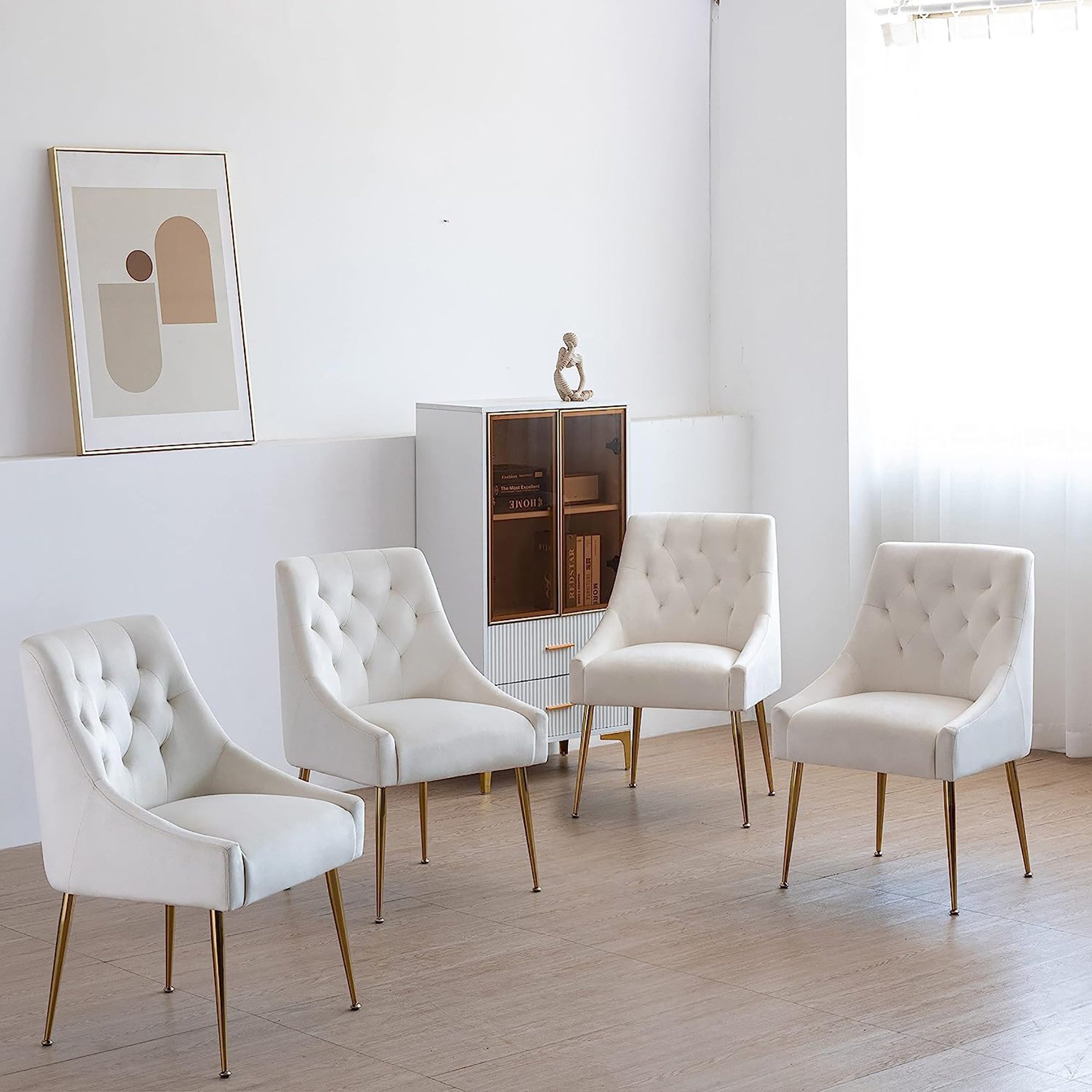 AISALL Esszimmerstuhl Luxuriöser Samt-Wohnzimmstuhl, Küchenstuhl, Polsterstuhl (2 St), mit ergonomischer Rückenlehne und Metallbeinen – Bild 5 von 5