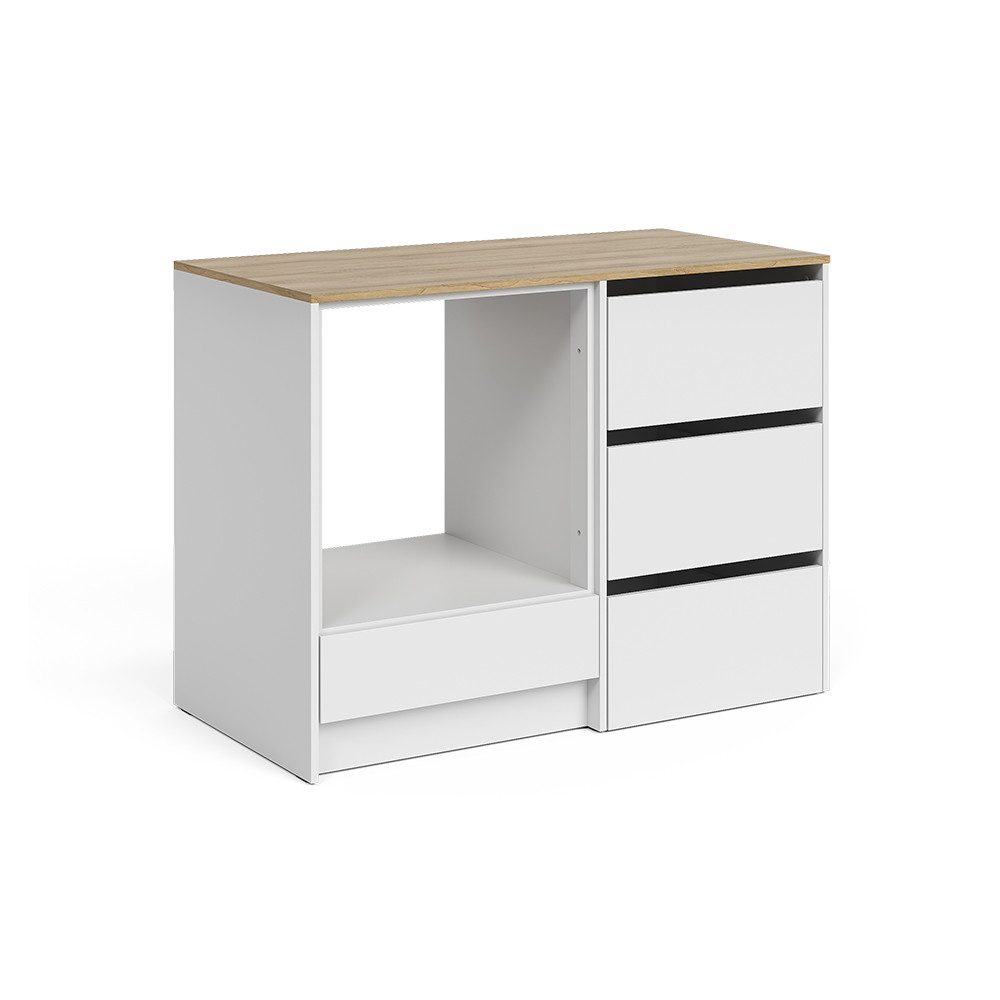 Vicco Herdumbauschrank Viktor, Weiß/Artisan-Eiche, 116.8 cm mit 4 praktischen Schubladen