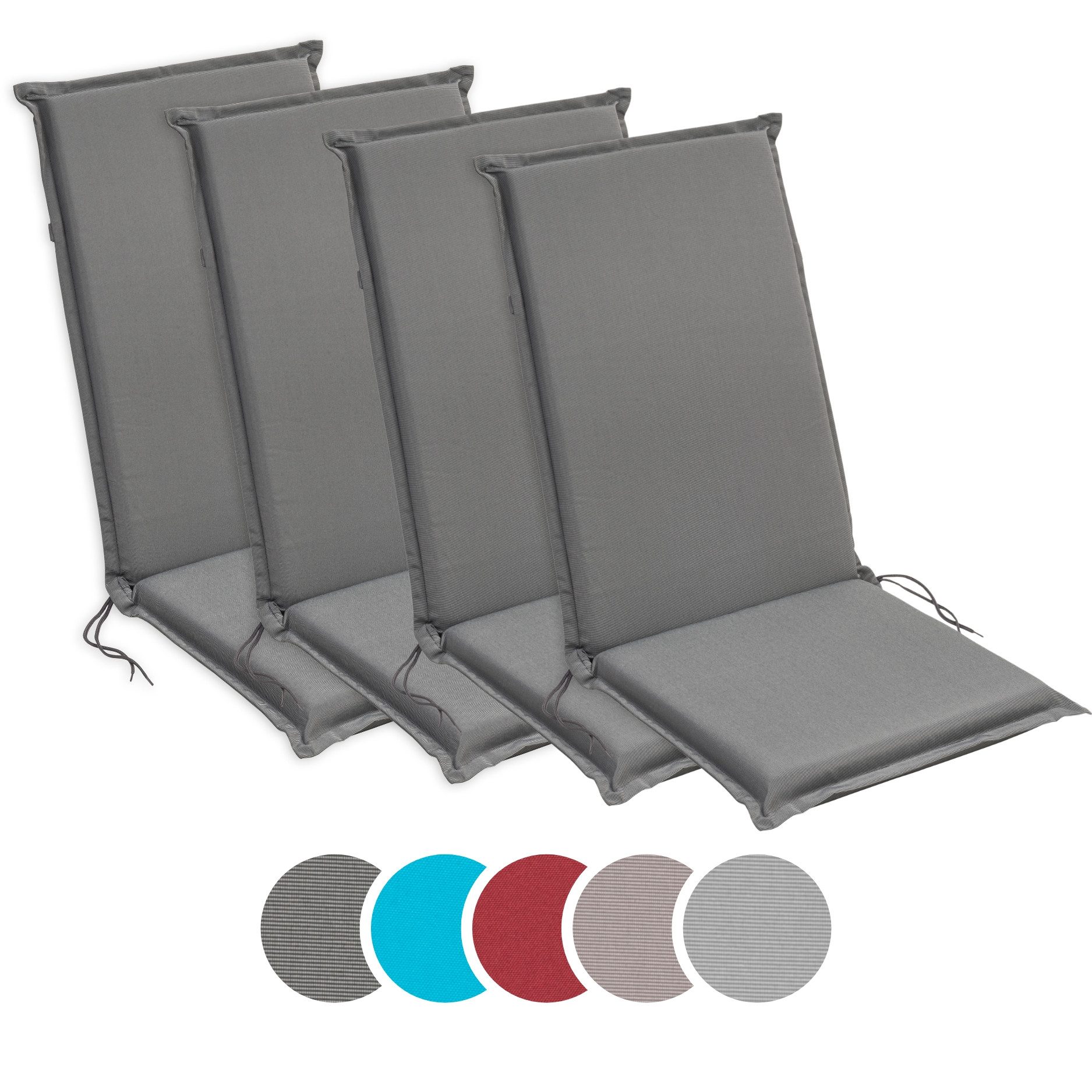 sleepling Hochlehnerauflage Polsterauflage Hochlehner, (4 St., 2er-Set), Polster für Gartenmöbel, Ökotex, Eckbänder und Einstellband
