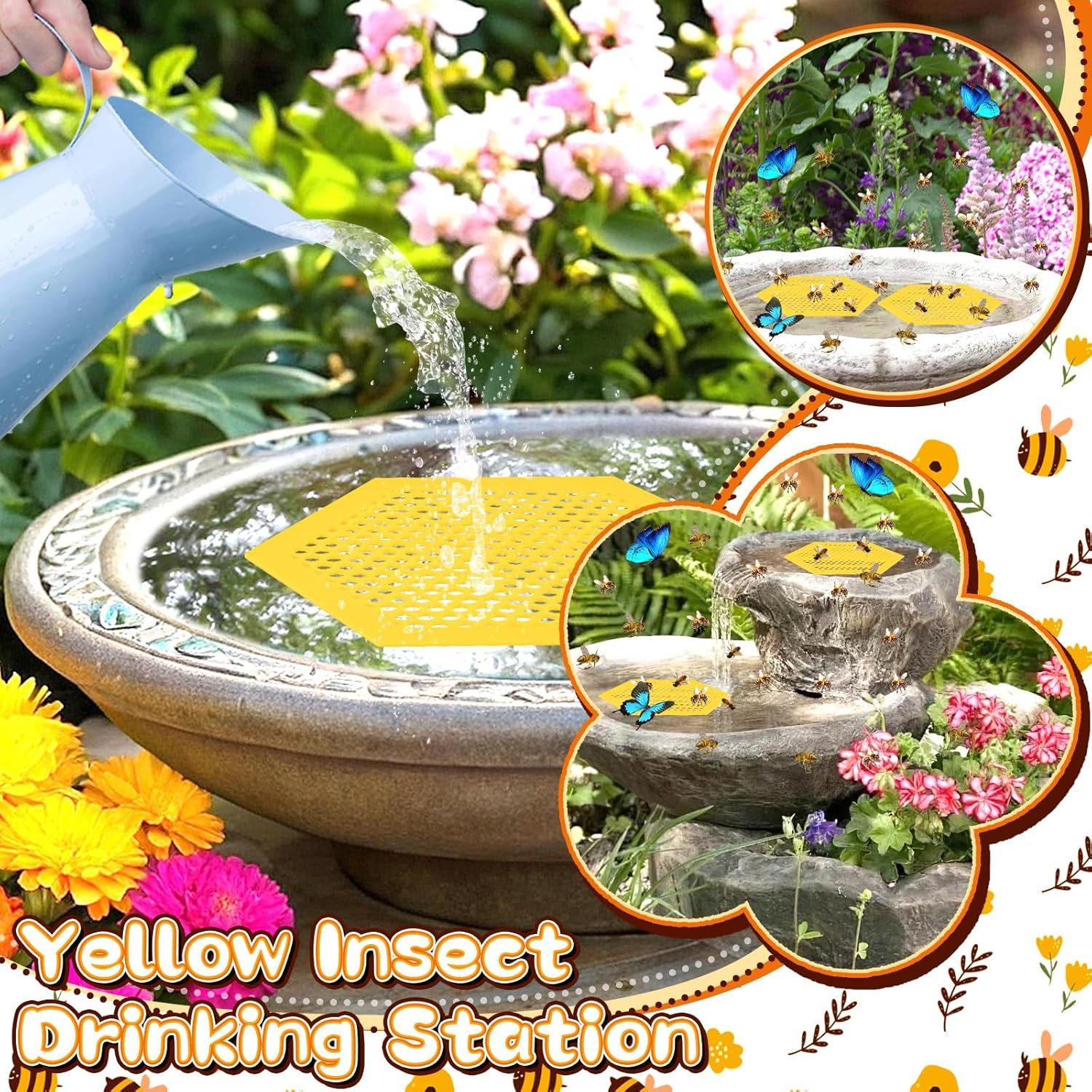 RWEUOQ Trinkbrunnen Wasserspender Trinkbrunnen Bienentränke BienenWassersta günstig online kaufen