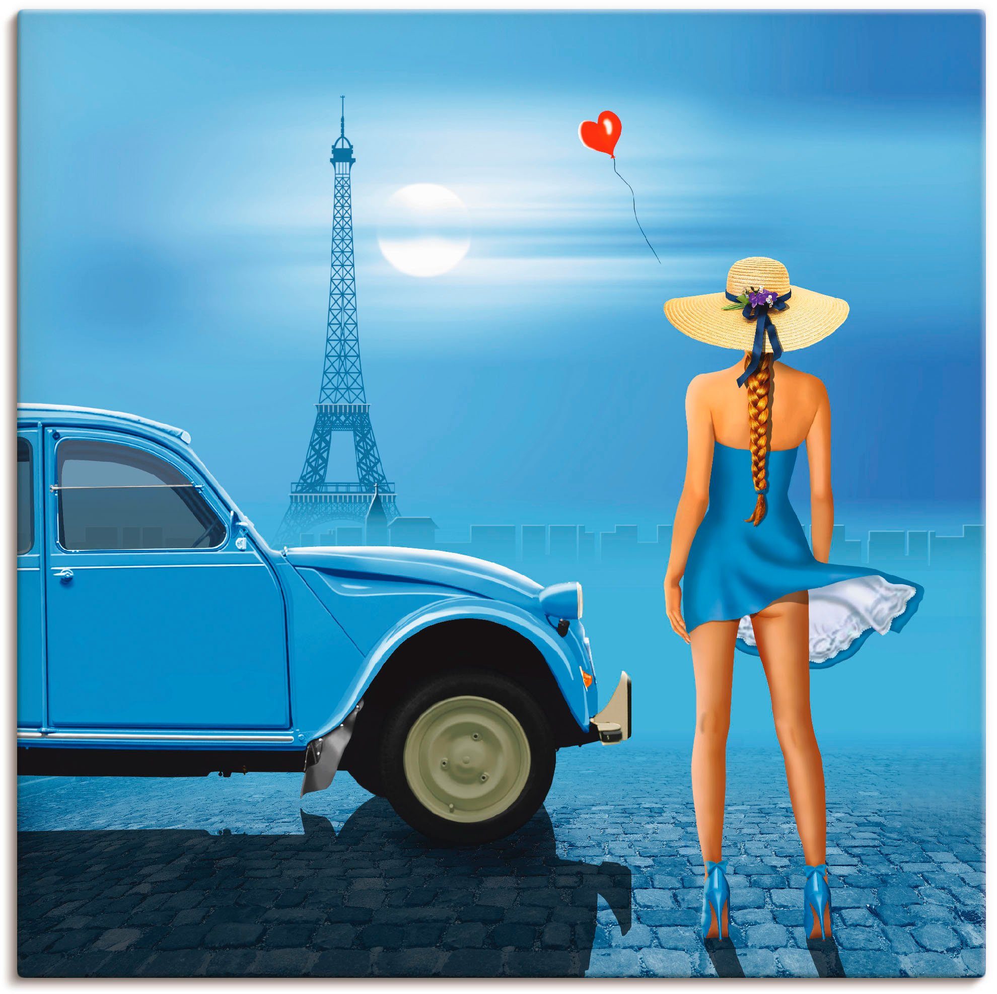 Artland Leinwandbild Französisch Blau, Frau (1 St), auf Keilrahmen gespannt