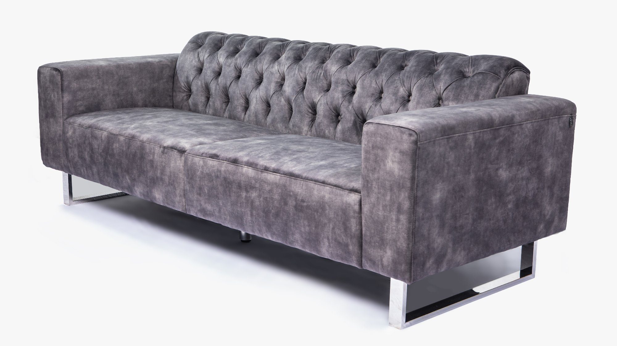 Sofa Vintage verschiedene KAWOLA Farben Velvet NILO, 3-Sitzer anthrazit
