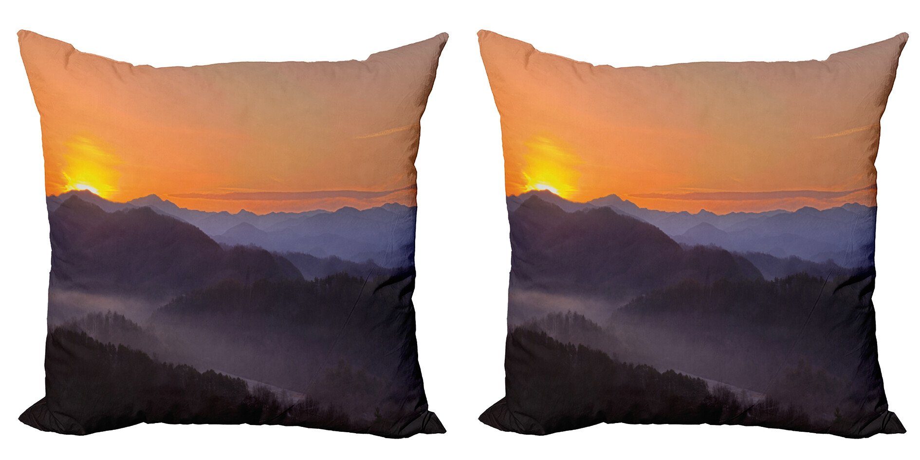 Abakuhaus Dämmerung Accent Nebelgebirge auf Digitaldruck, Doppelseitiger Stück), (2 Appalachian Modern Kissenbezüge