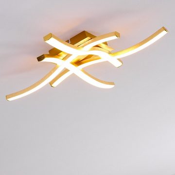 hofstein Deckenleuchte »Mira« LED Deckenlampe moderne aus Metall/Kunststoff in Gold/Weiß, 3000 Kelvin, 4x5 Watt, 2600 Lumen, Leuchte in Rautenform