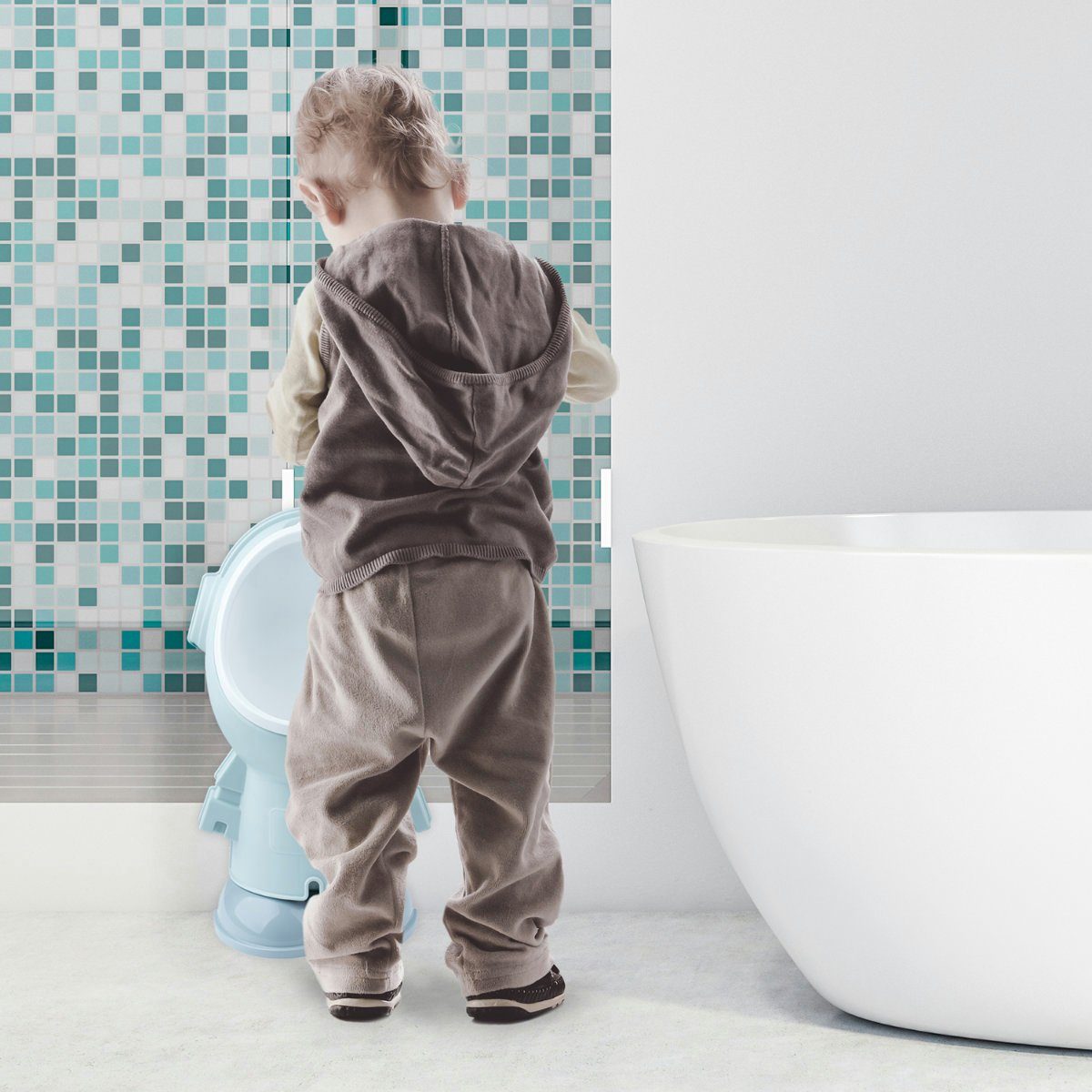 all Kids United Baby Höhenverstellbar zum Toiletten-Trainer Töpfchen Übungs-Klo, Pinkel-Toilette (Urinal Üben), Türkies Kinder-Pissoir