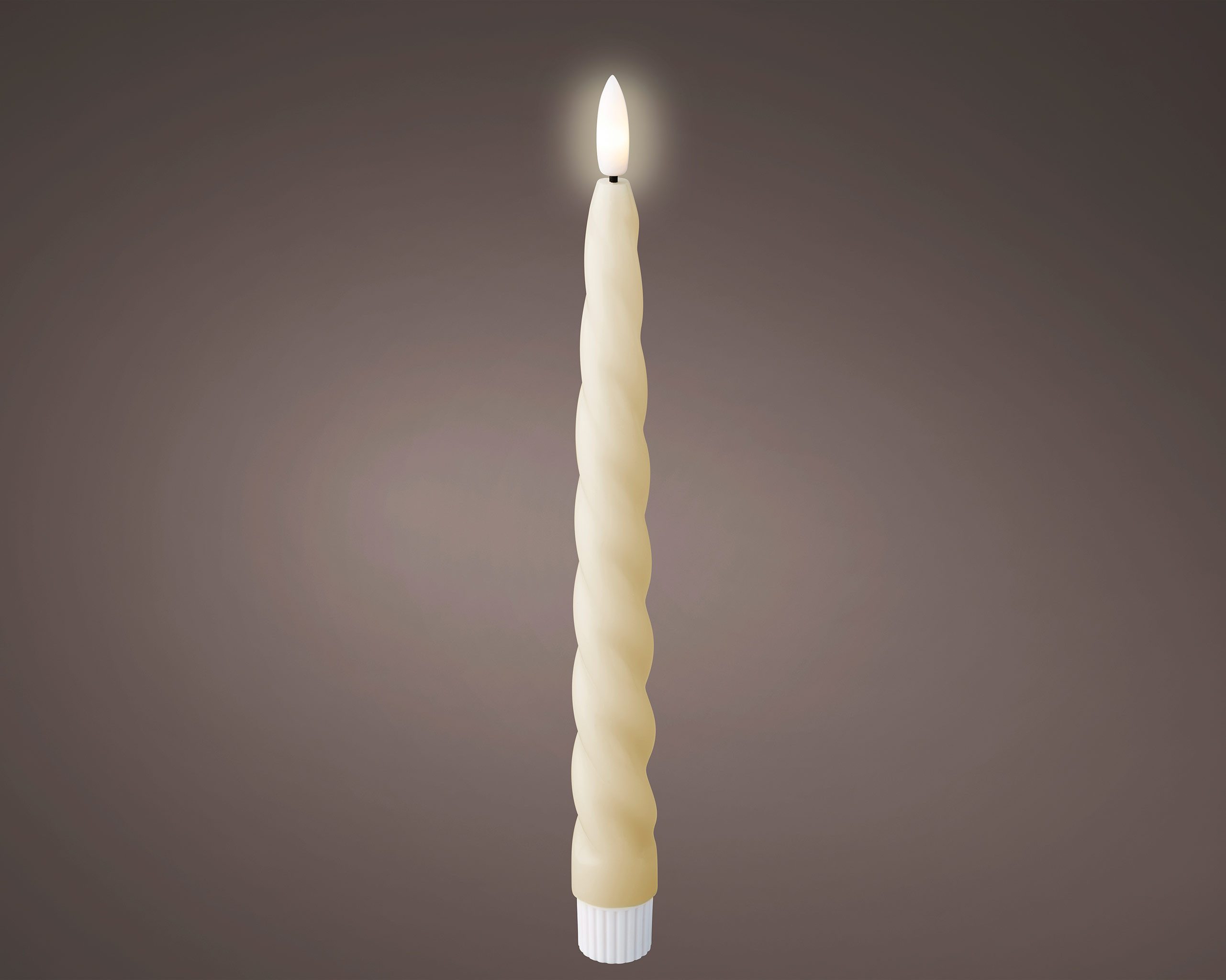 Lumineo LED-Kerze, Timer, warmweiß, LED Kerzen 24,5cm mit Timer Wachs gedreht 2 Stück Creme / Warmweiß