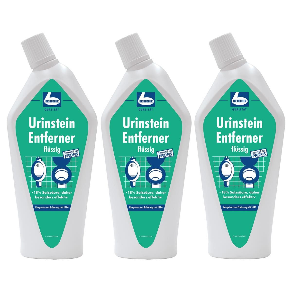 Dr. Becher Dr. Becher Urinstein Entferner 750ml für Toiletten Urinale Bidets (3er WC-Reiniger