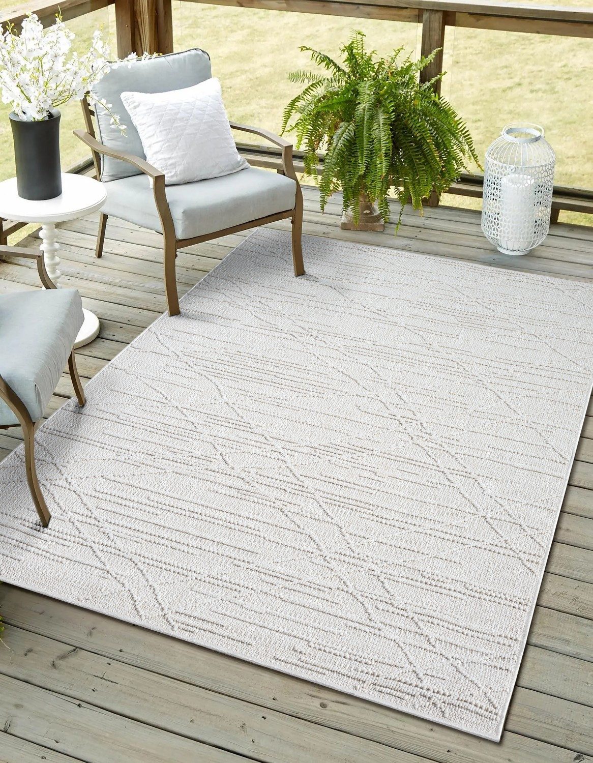 Myflair Möbel & Accessoires Outdoorteppich Plush, LAGERRÄUMUNG!, rechteckig, Höhe: 8 mm, Uni Farben, Hoch-Tief Effekt, Outdoor geeignet, Balkon, Terrasse