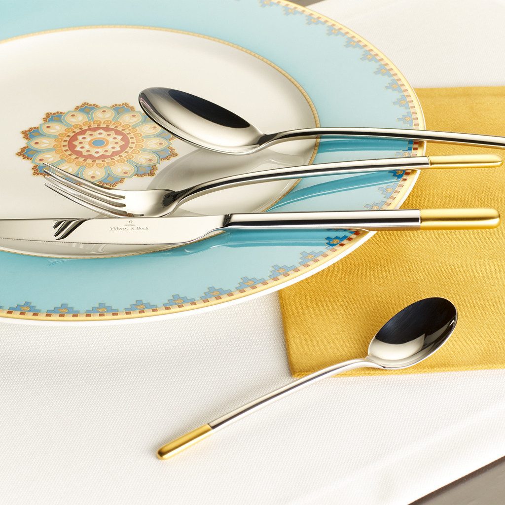 Villeroy & Boch Suppenlöffel Ella teilvergoldet Tafellöffel 211 mm 6er Set (6 Stück)