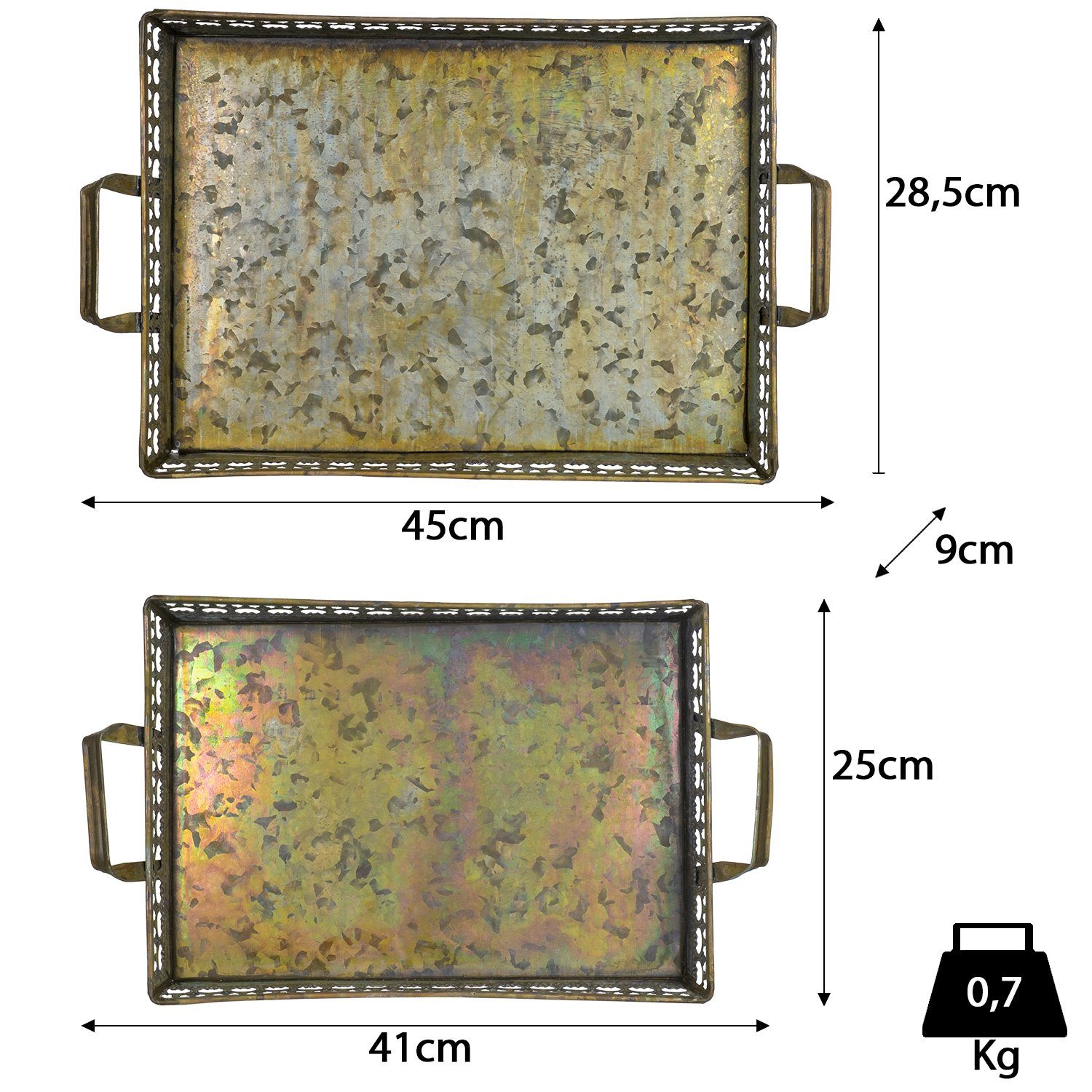 Moritz Blumentopf 2er Set Tabletts Serviertabletts, Dekoration für In- und Outdoor für Pflanzen und Blumen Verzierungen