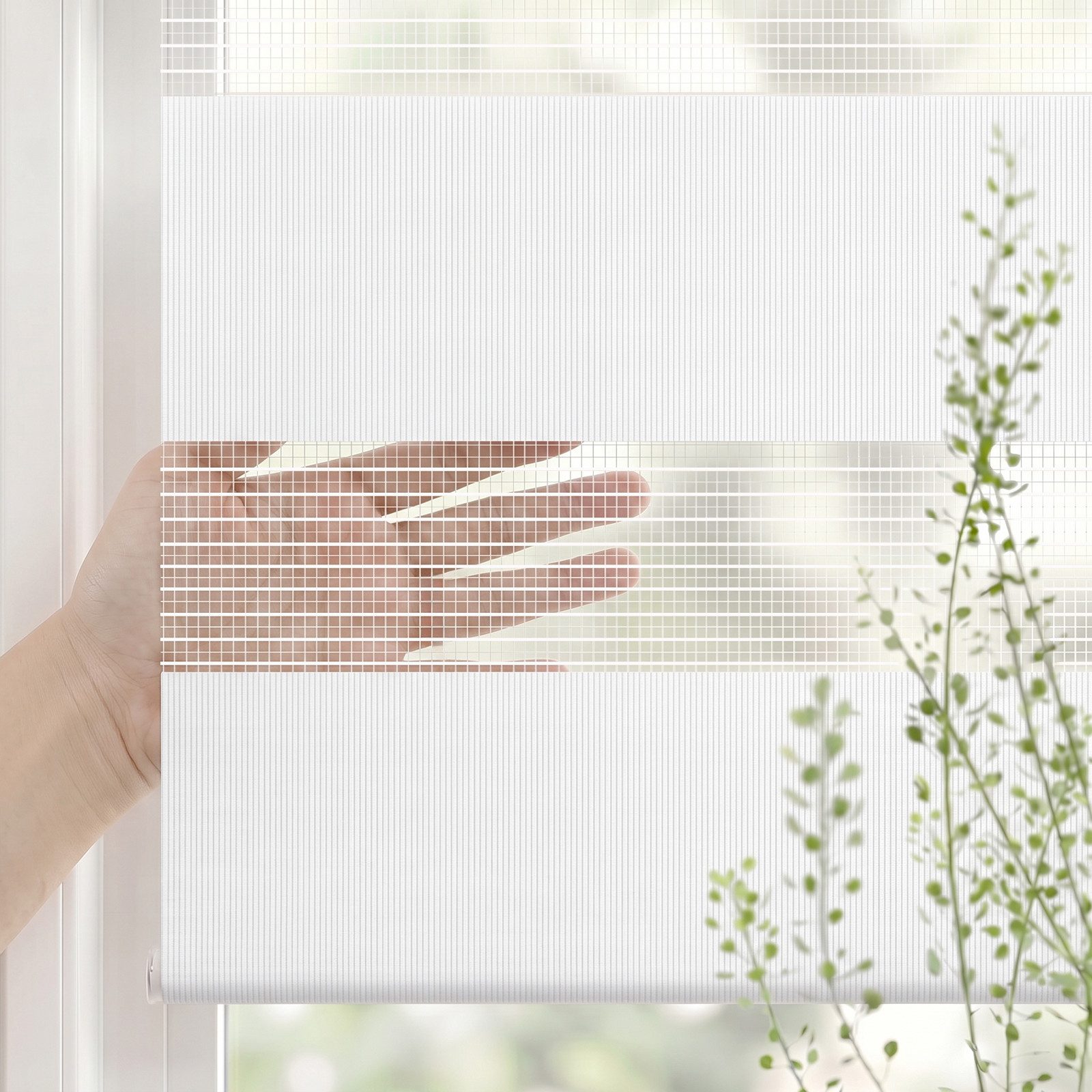 Doppelrollo Duo Rollo Klemmfix ohne Bohren freihängend Lichtschutz für Fenster, Salcar, Weiß 25x100cm, Klemmträger blickdicht Jalousie Seitenzugrollo für Tür – Bild 4 von 5