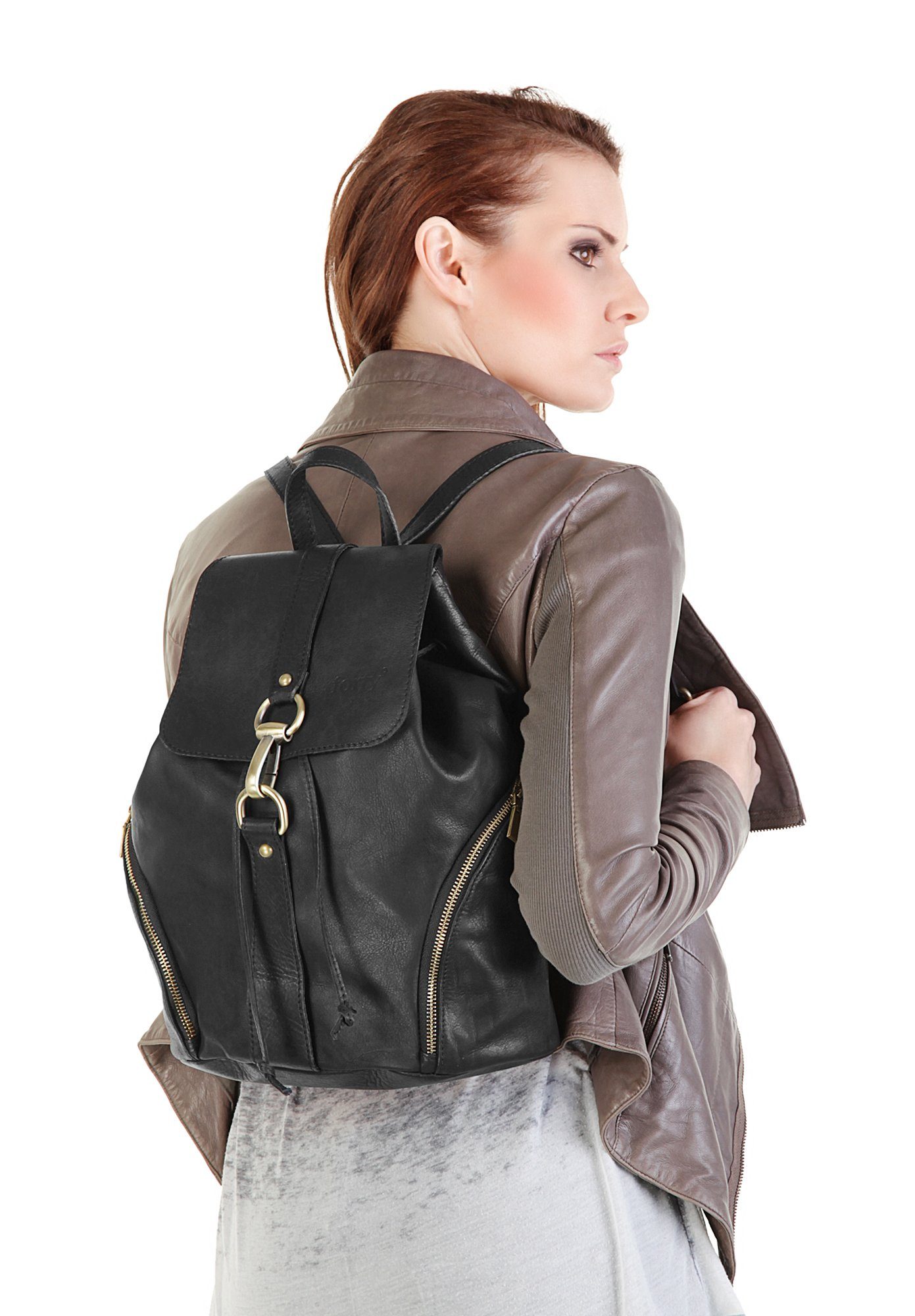 forty° Cityrucksack, echt Leder, Made in Italy