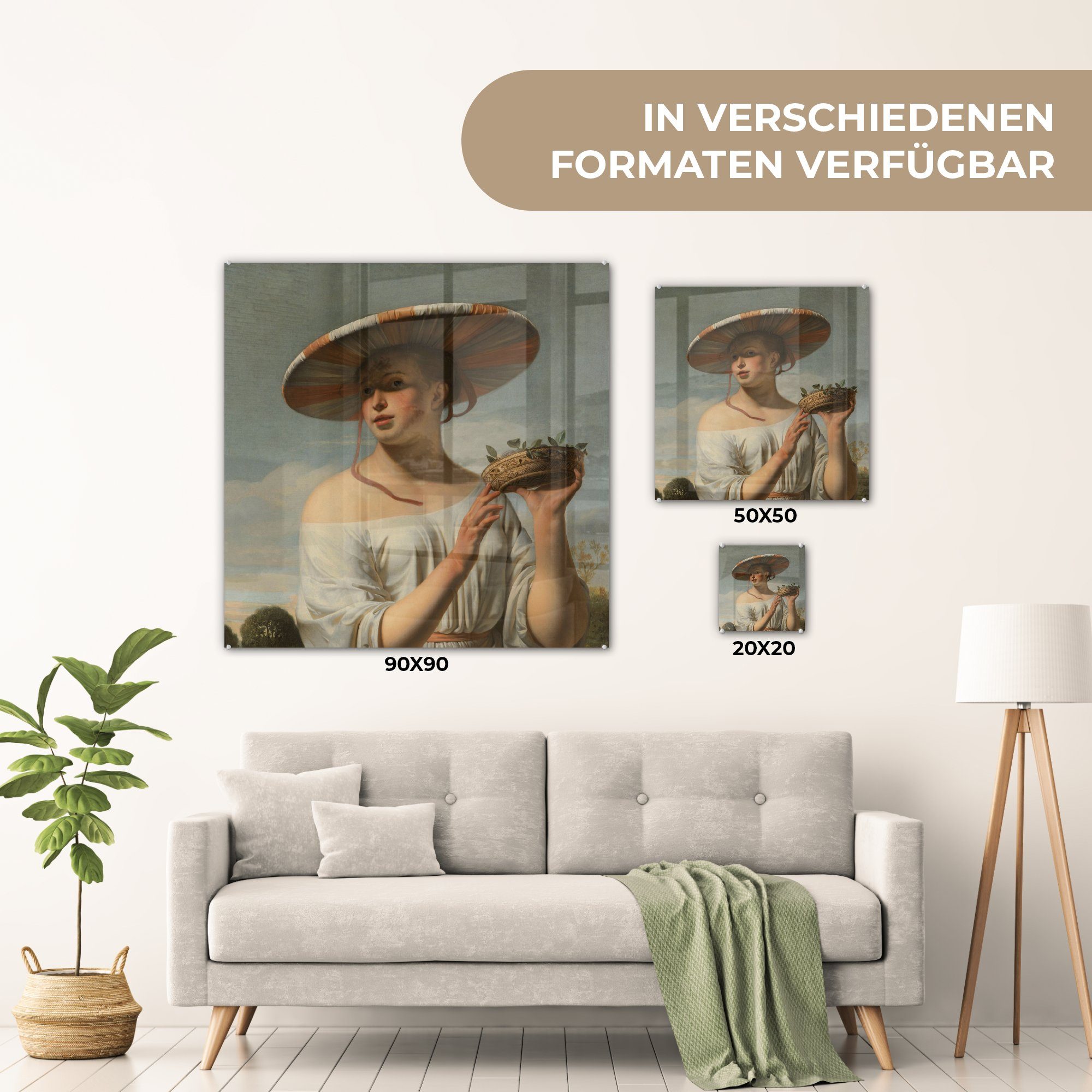 - mit Foto Bilder (1 breitem Everdingen, van - MuchoWow auf Mädchen von St), Hut Boëtius Acrylglasbild auf Cäsar - Wanddekoration Wandbild Glasbilder Gemälde Glas Glas -