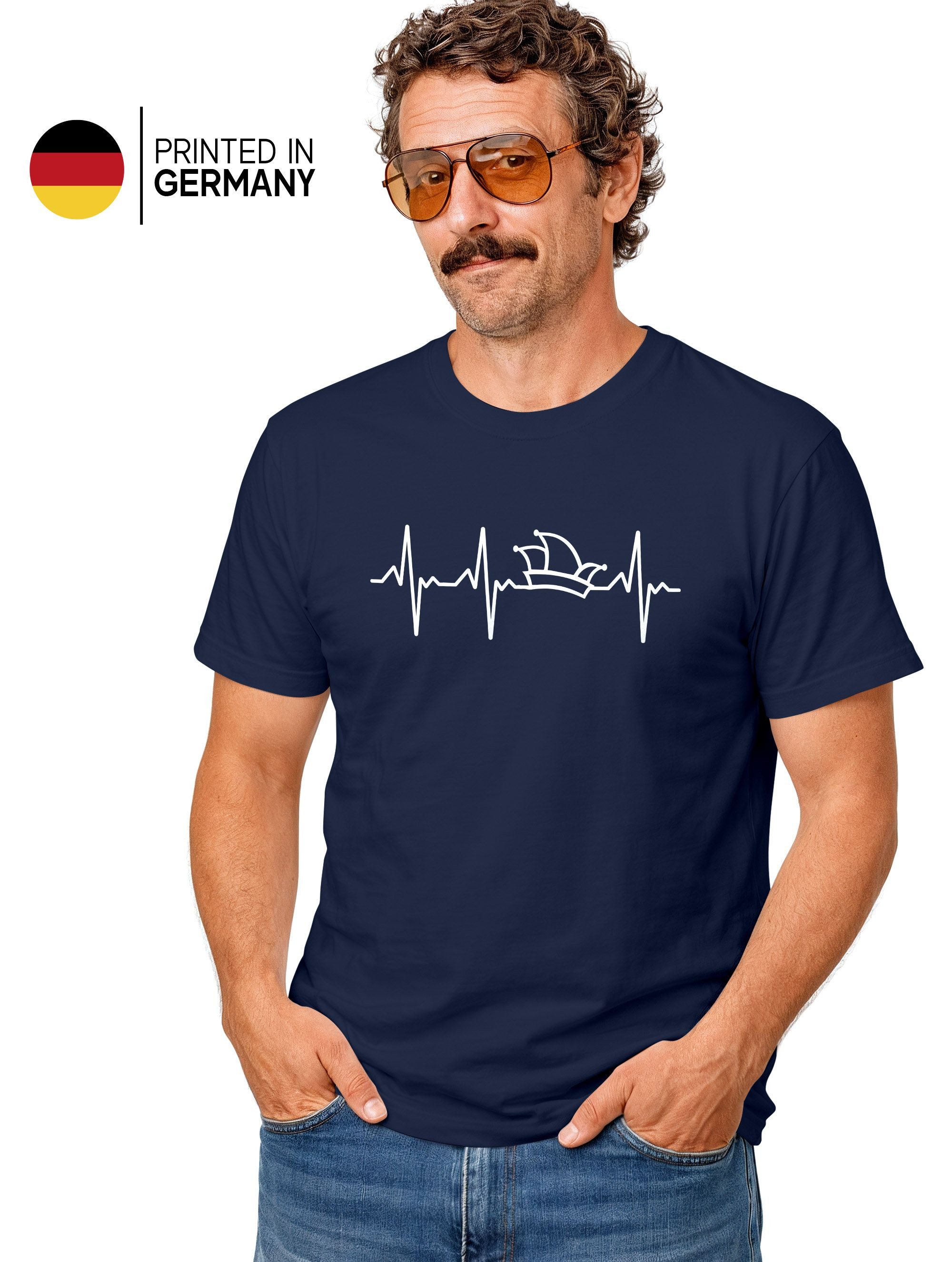 MoonWorks Print-Shirt Herren T-Shirt Fasching Karneval Narrenkappe EKG Verkleidung mit Print