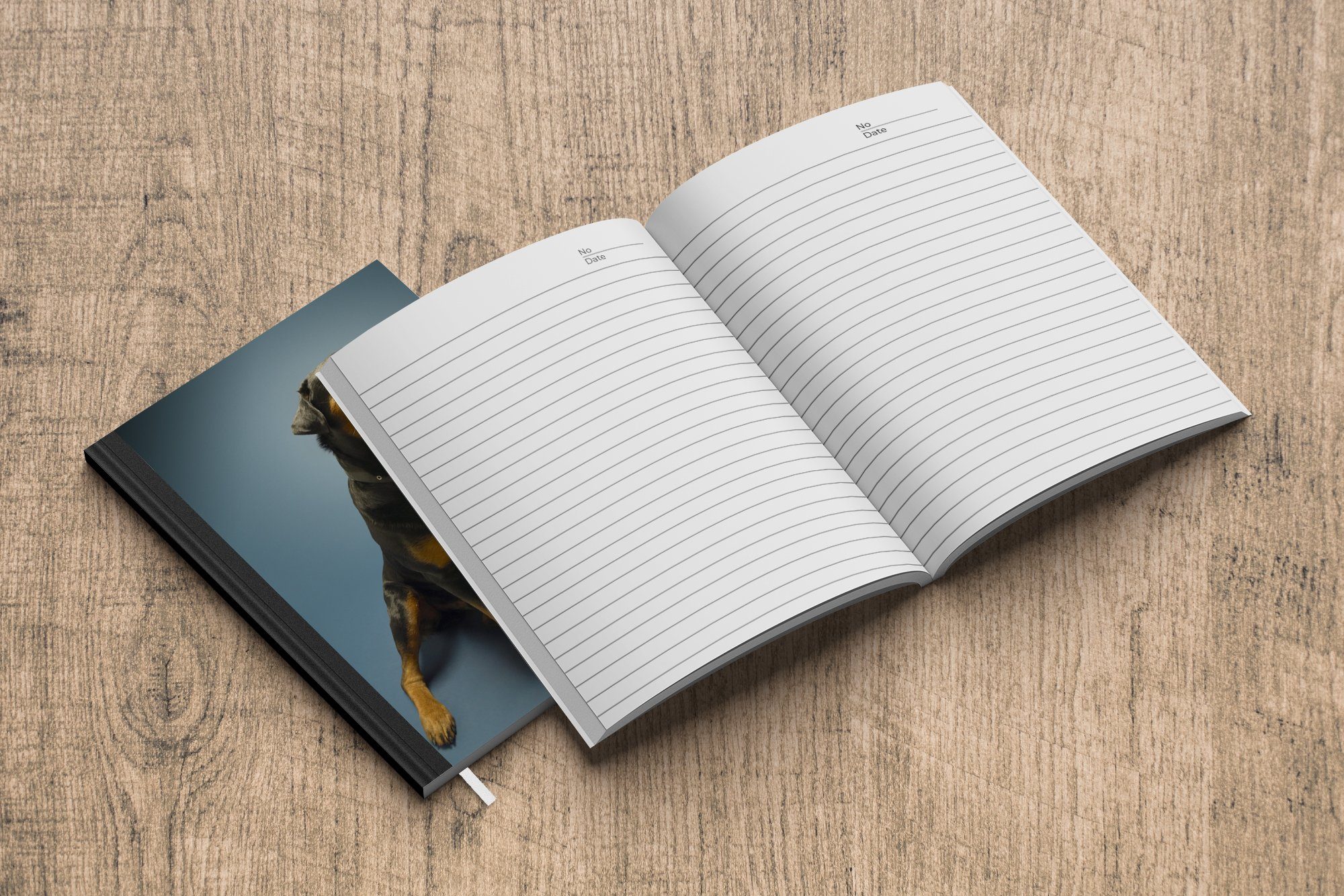 MuchoWow Hintergrund, Seiten, Notizbuch eines Rottweilers Tagebuch, A5, Notizheft, Merkzettel, blauem Studiofoto 98 auf Haushaltsbuch Journal,