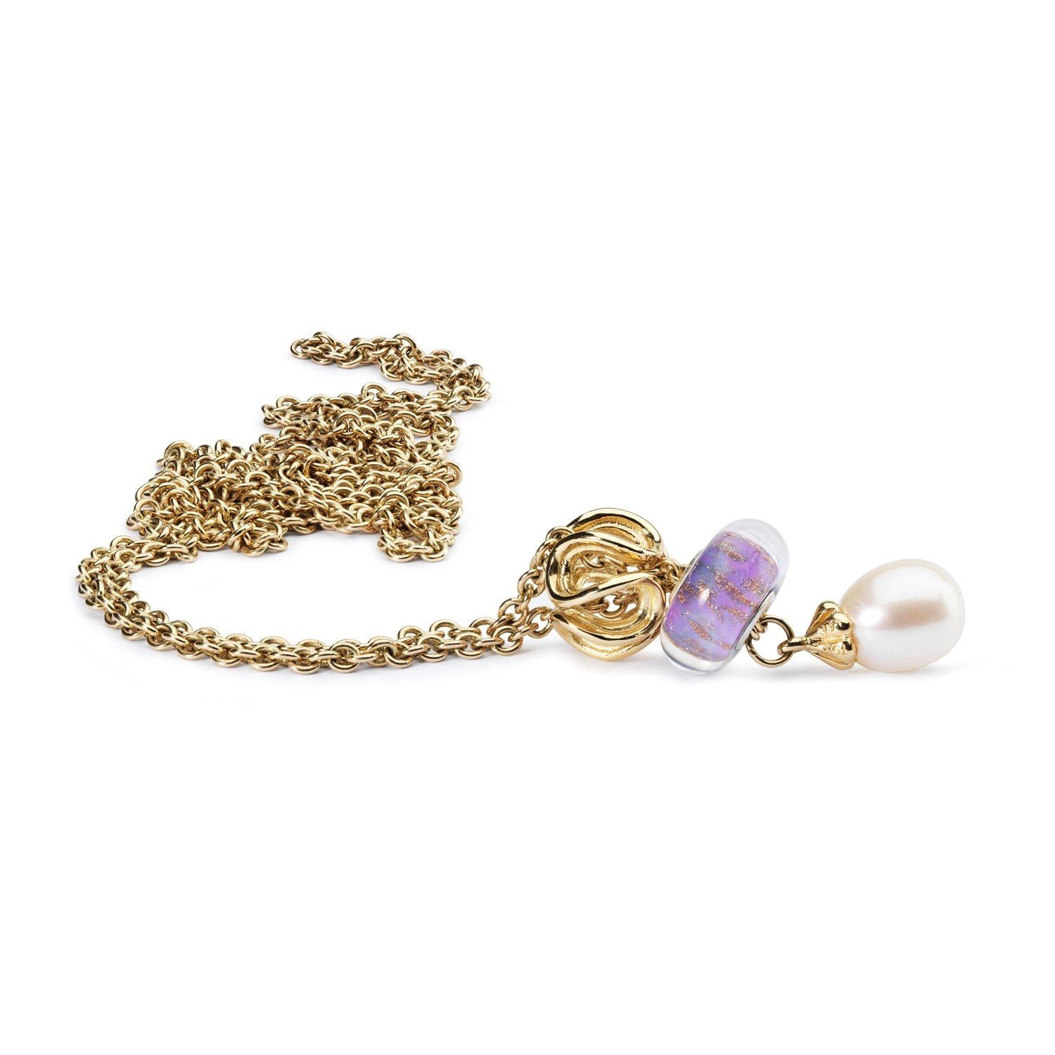 Halskette Gold, Perle, Fantasy Trollbeads Kette mit mit Anhänger TAUFA-00001