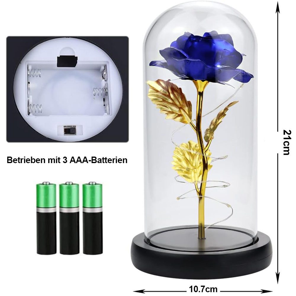 Kunstblume Künstliche Ewige Rose im Glas, Geschenke für Frauen, Batteriebet günstig online kaufen