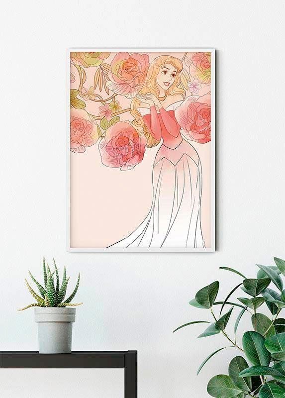 Komar Poster Sleeping Beauty Roses, Disney (1 St), Kinderzimmer,  Schlafzimmer, Wohnzimmer