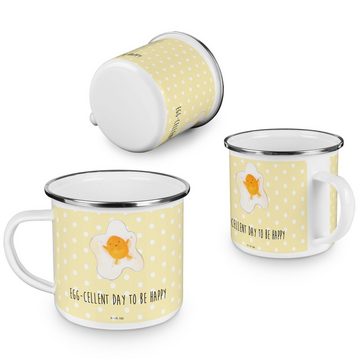 Mr. & Mrs. Panda Becher Spiegelei Ei - Gelb Pastell - Geschenk, Tiermotive, Camping Tasse Met, Emaille, Kratzfeste Emaille