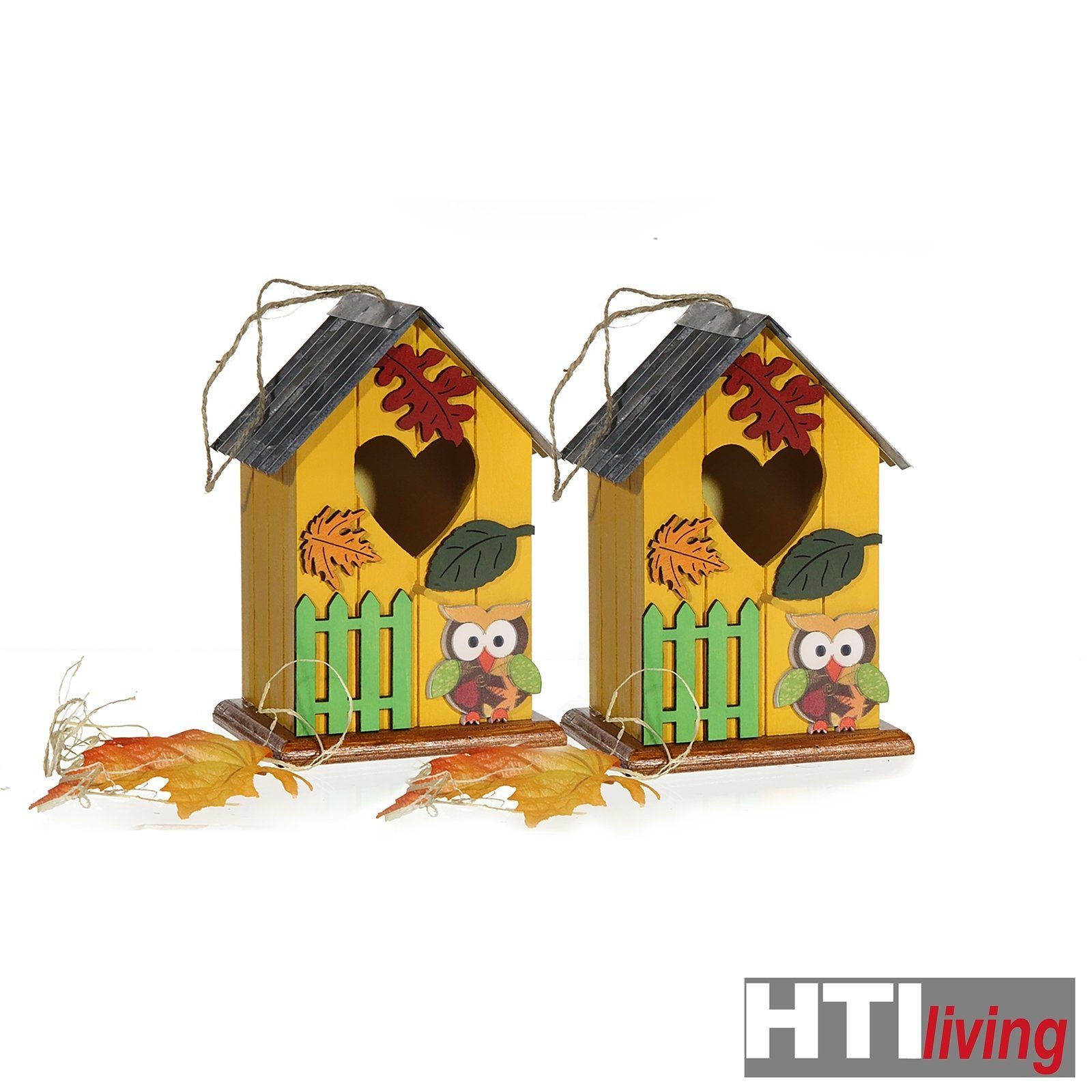 2er (2 St) Eule Set Dekoobjekt Vogelhaus HTI-Living