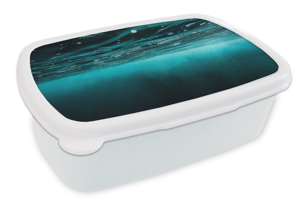 MuchoWow Lunchbox Meer - Unterwasser - Blau, Kunststoff, (2-tlg), Brotbox für Kinder und Erwachsene, Brotdose, für Jungs und Mädchen weiß