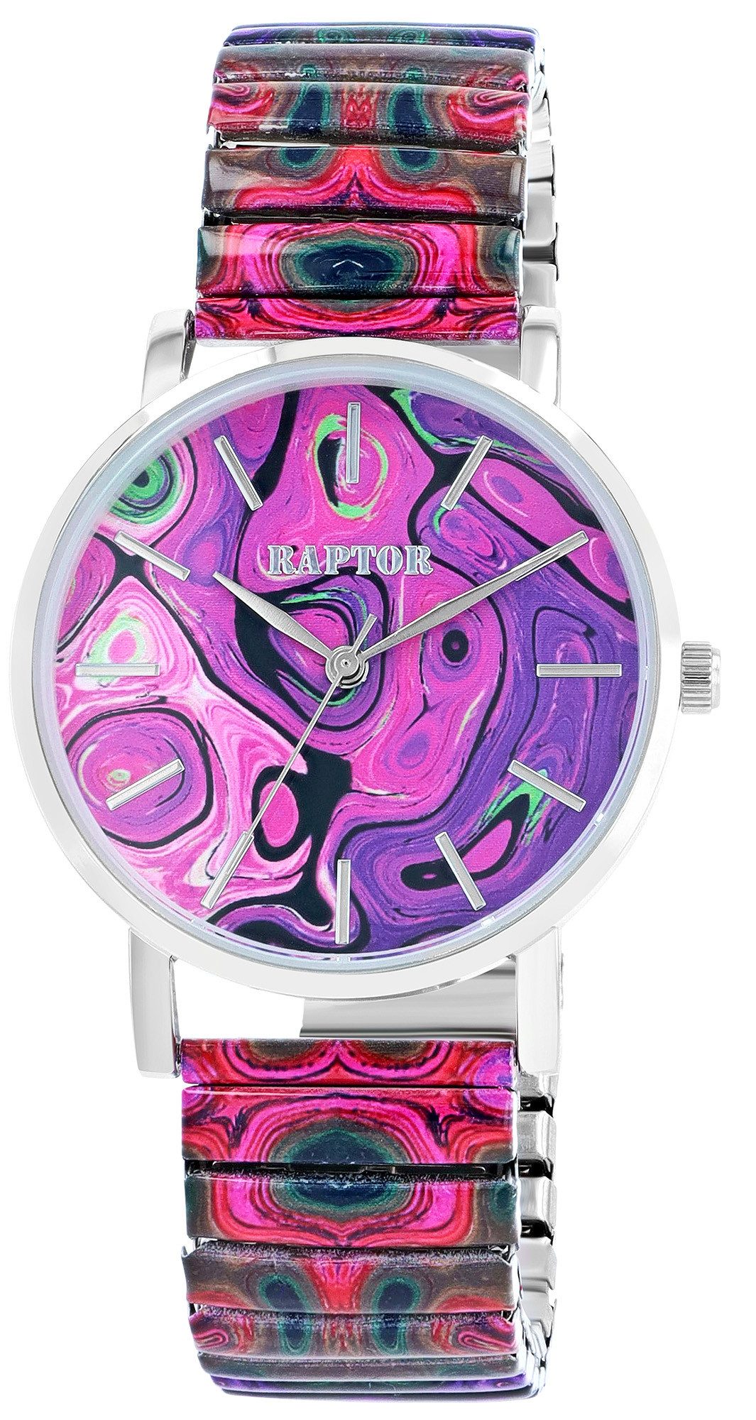 Raptor Quarzuhr Colorful Edition, Mineralglas