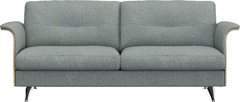 FLEXLUX 2,5-Sitzer Glow Sofa, Couch, Premium-Sitz: Kaltschaum & Federkern, Arml. Walnuss, Fuß Alu