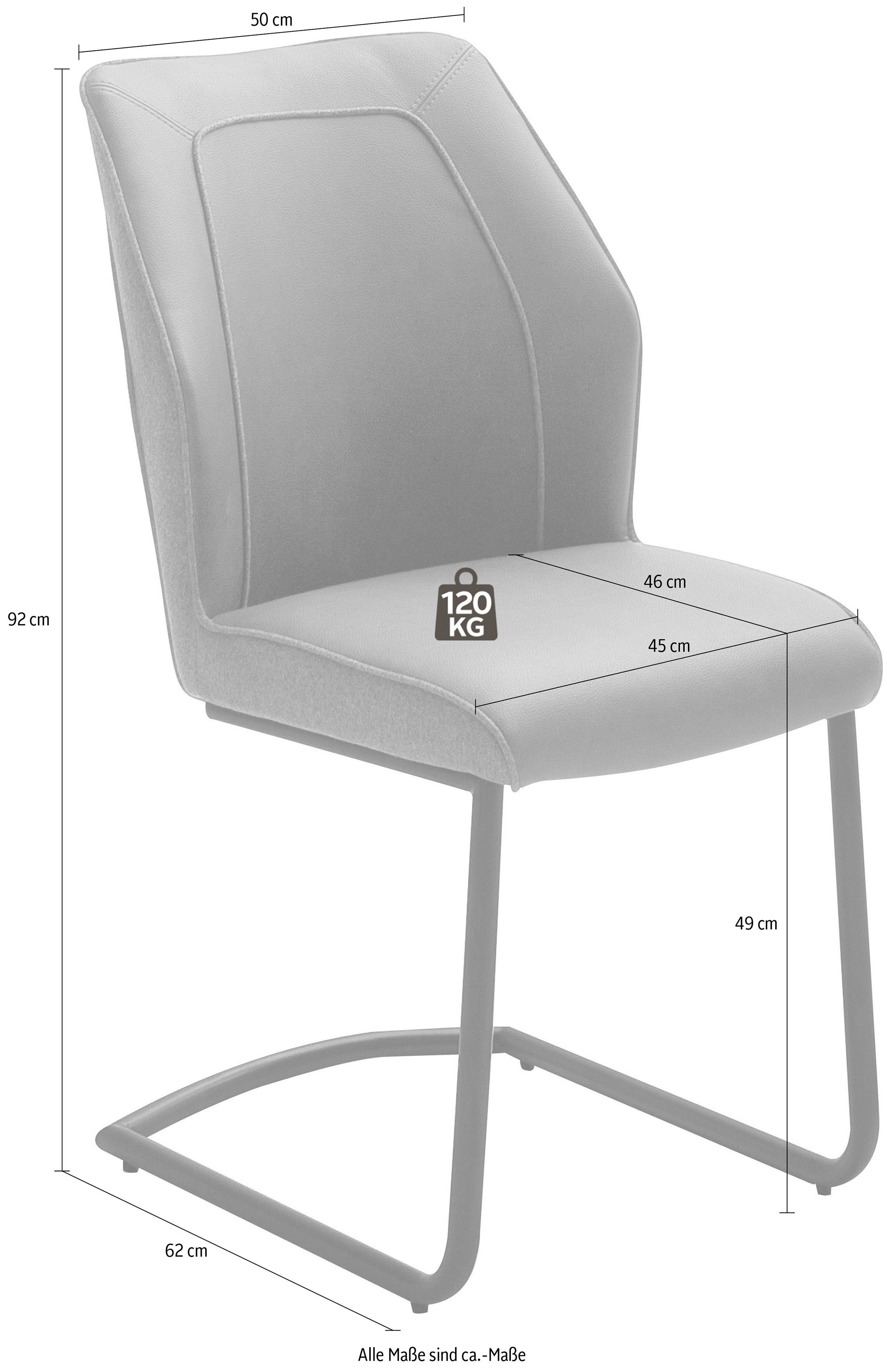 Grau 120 furniture Esszimmerstuhl Kunstleder, | und 2 Grau (Set, Materialmix Stuhl Kg bis MCA belastbar Aberdeen St), Stoffbezug