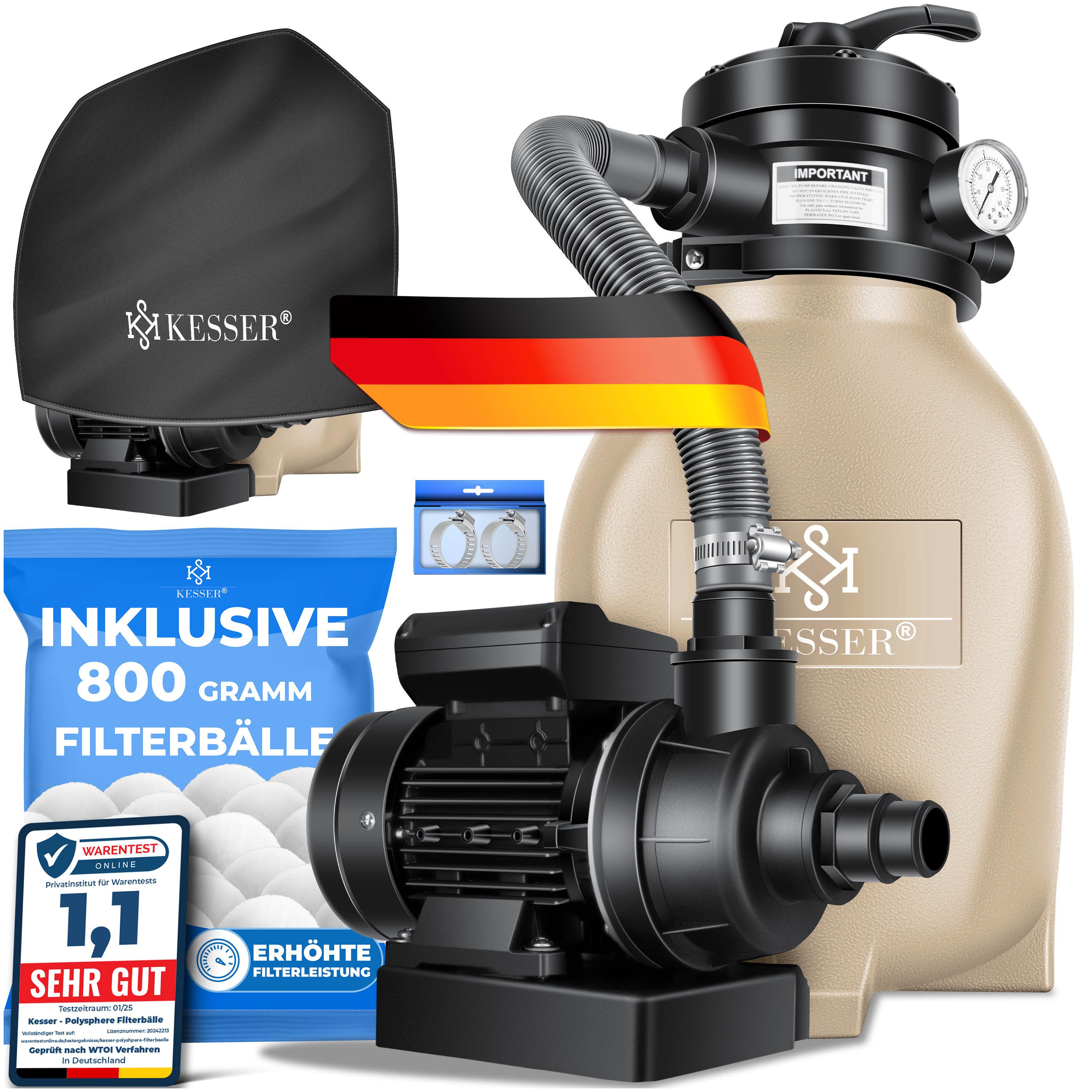 KESSER Sandfilteranlage, Sandfilter Sandfilteranlage 800g Filterbälle ersetzen 25kg