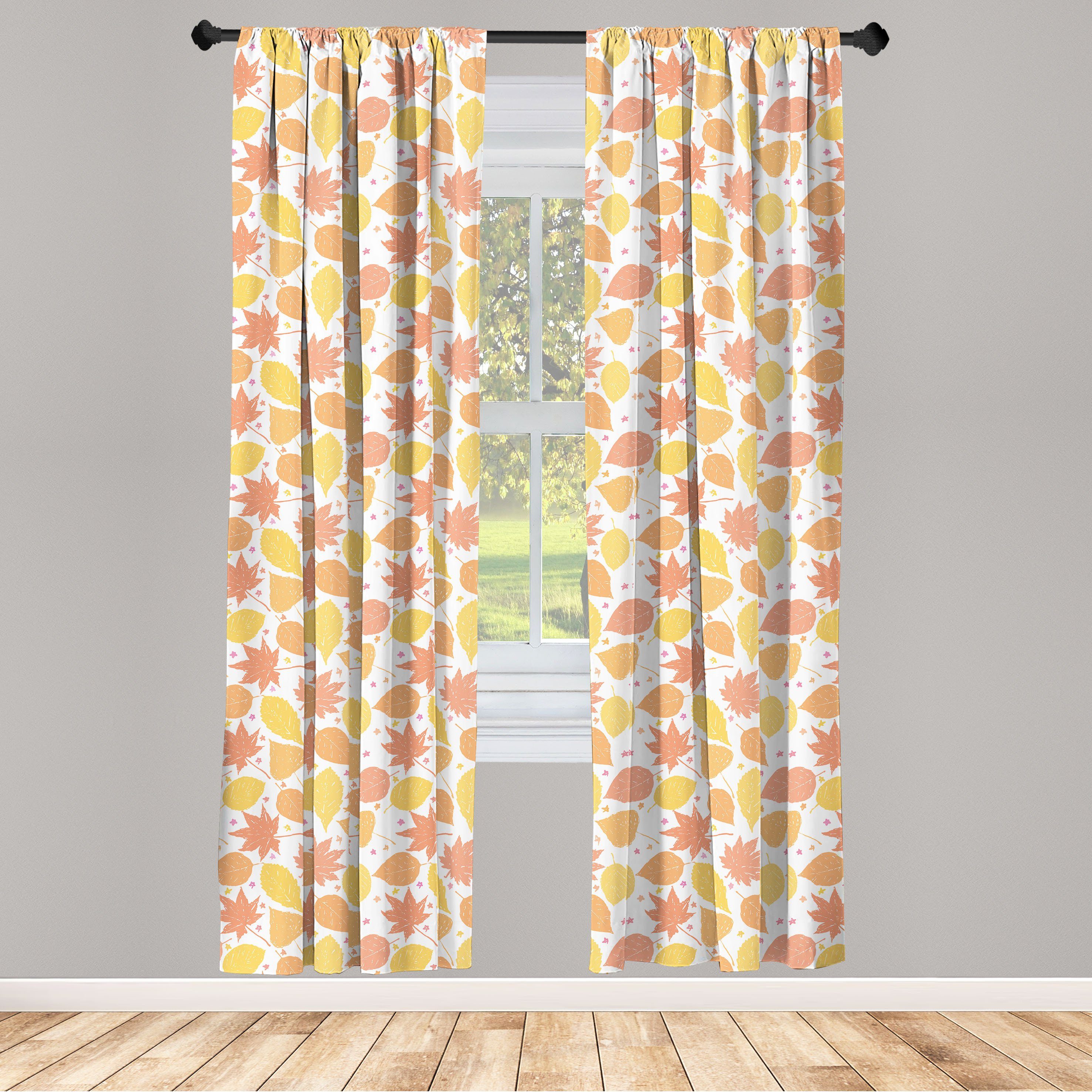 Gardine Vorhang für Wohnzimmer Schlafzimmer Dekor, Abakuhaus, Microfaser, Orange und Gelb Weiche Fall-Blätter