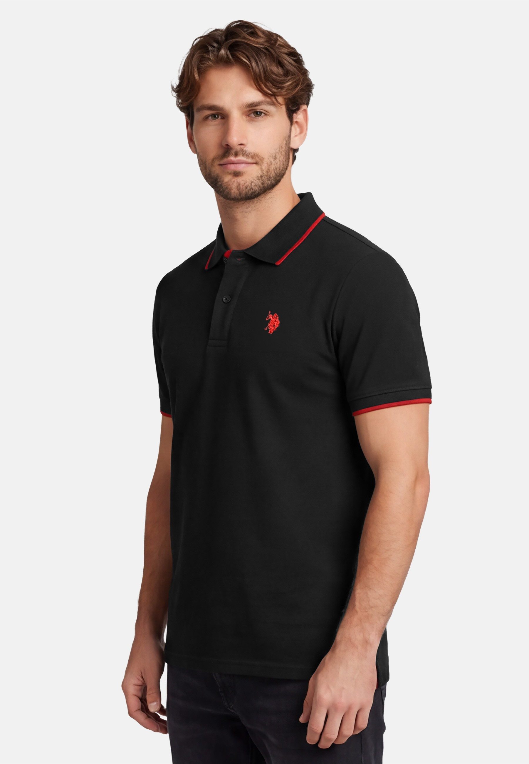 U.S. Polo Assn. Poloshirt USKayle – Classic Fit kurzarm mit Logo-Stickerei Mit Flachstrick-Kragen, Knopfleiste und elastischer Baumwollmischung