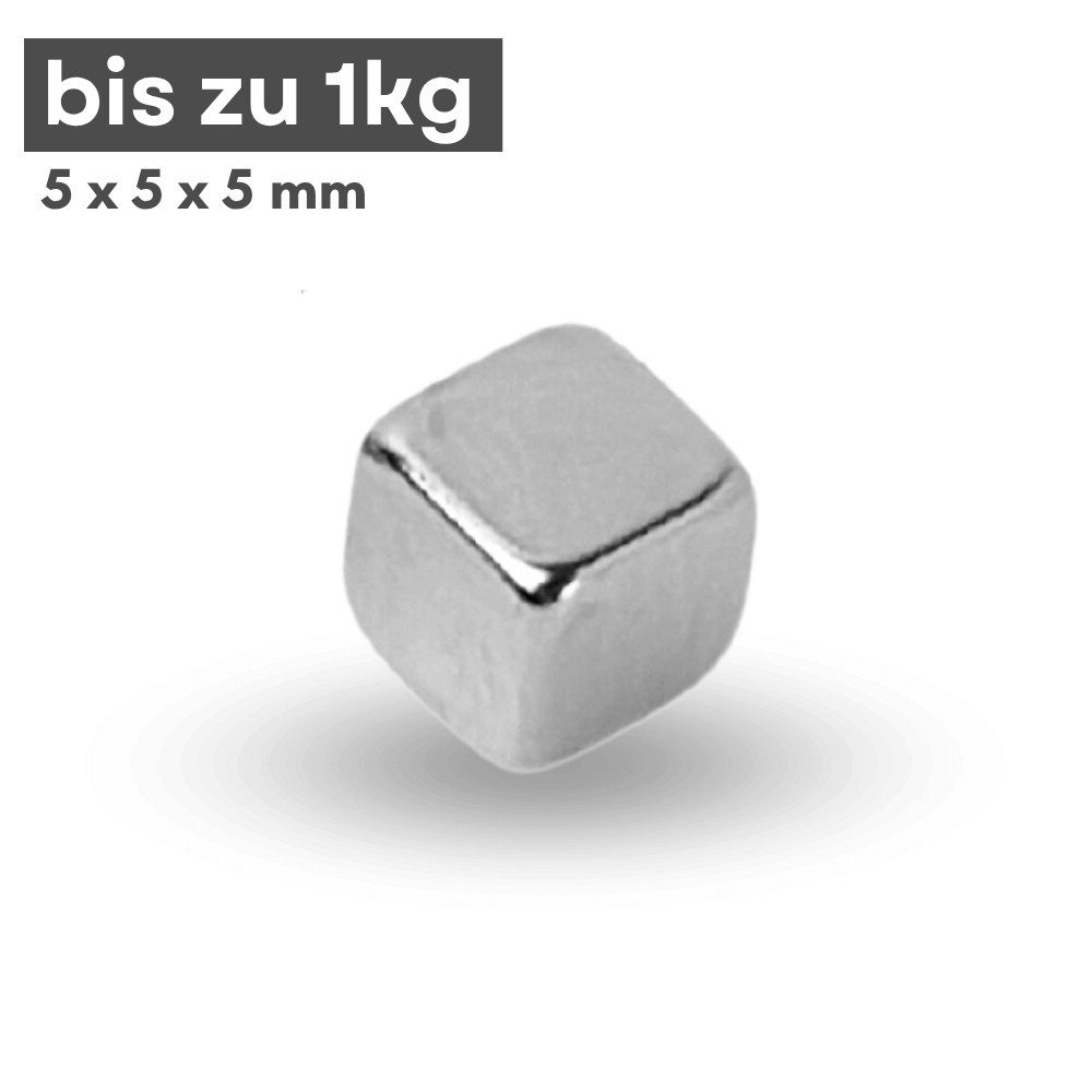 MaajeeKuto Magnet Neodym Magnet 5x5x5 mm N38 Würfelmagnet 1kg Haftkraft Stark (10-St)