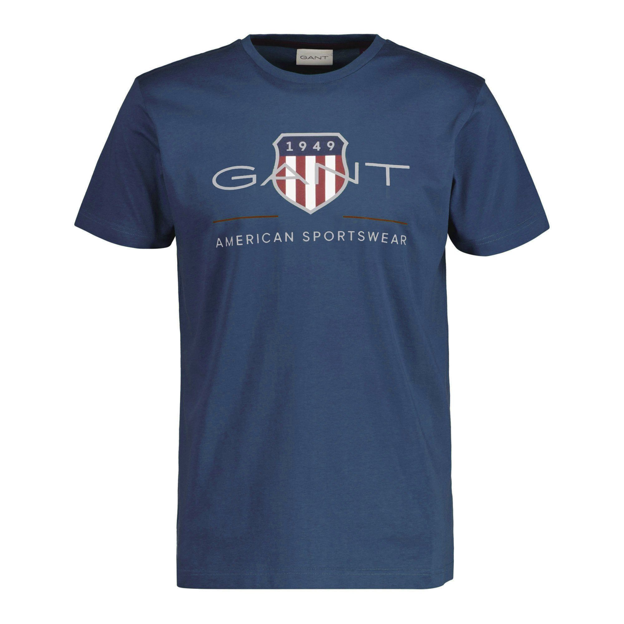 Gant T-Shirt Herren T-Shirt - REGULAR ARCHIVE SHIELD, Rundhals Blau (Dusty Blue Sea)